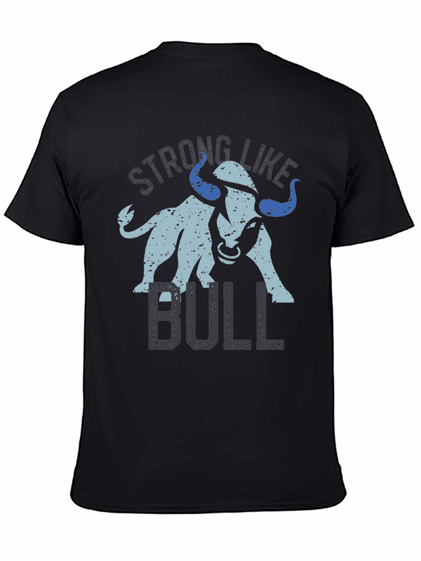 Black Strong Like Bull Graphic Tee - Black Cotton Blend T-Shirt view 4