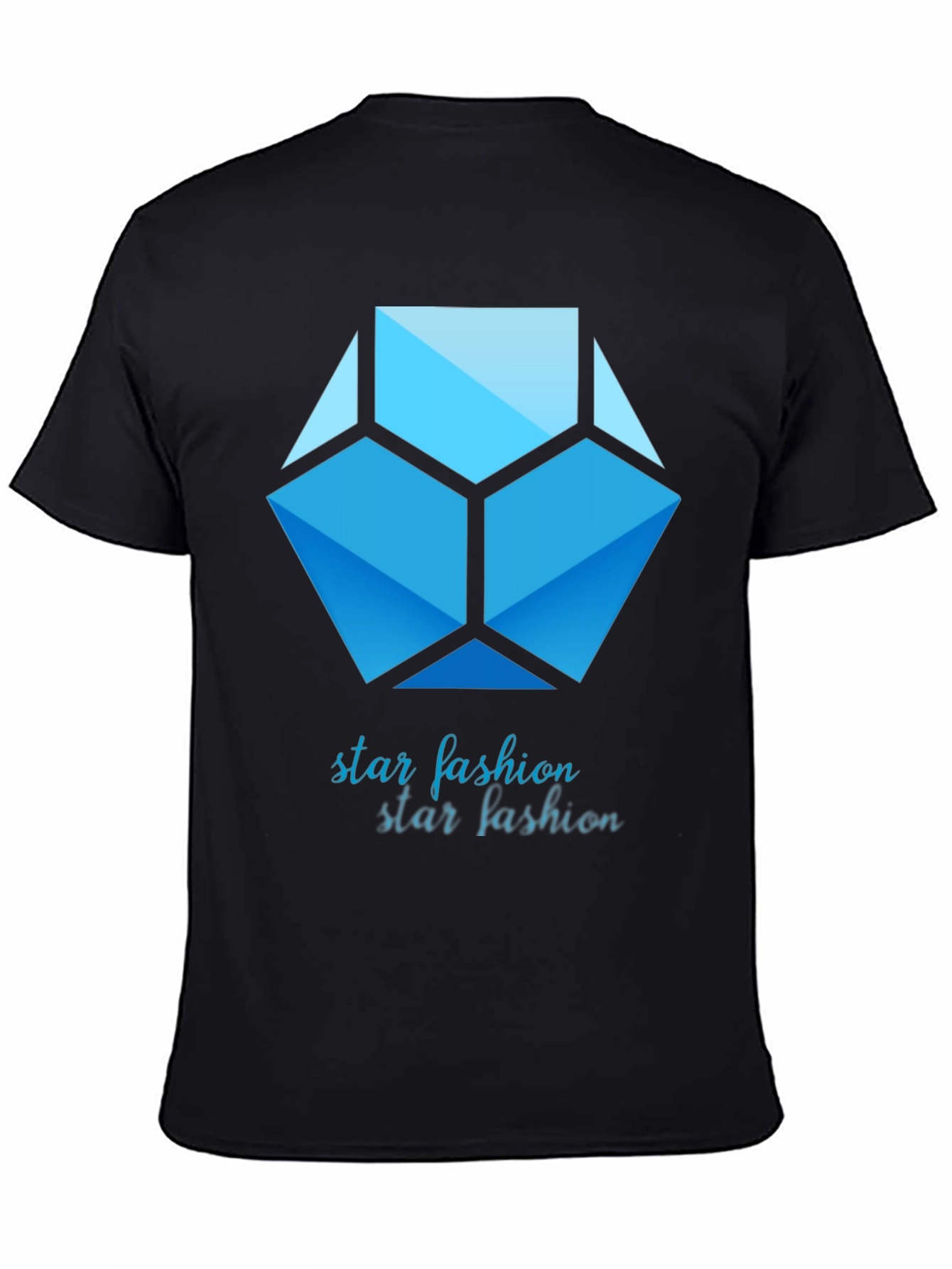 Black Geometric Star Fashion Graphic Print Tee view 4