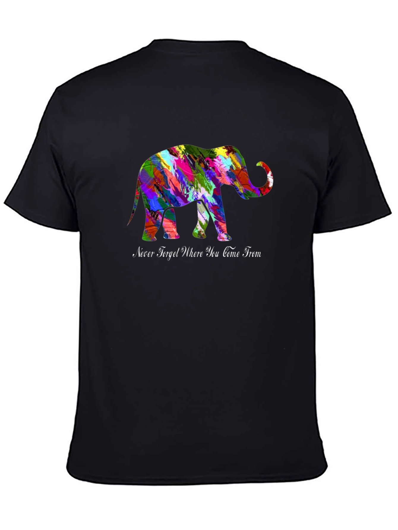 Black Colorful Elephant T-Shirt - Never Forget view 4