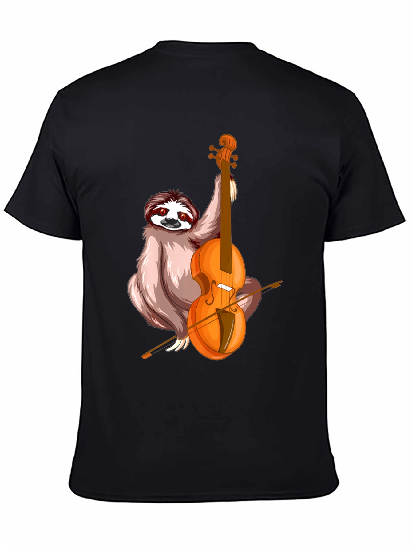 Black Sloth Playing Cello Graphic T-Shirt view 4