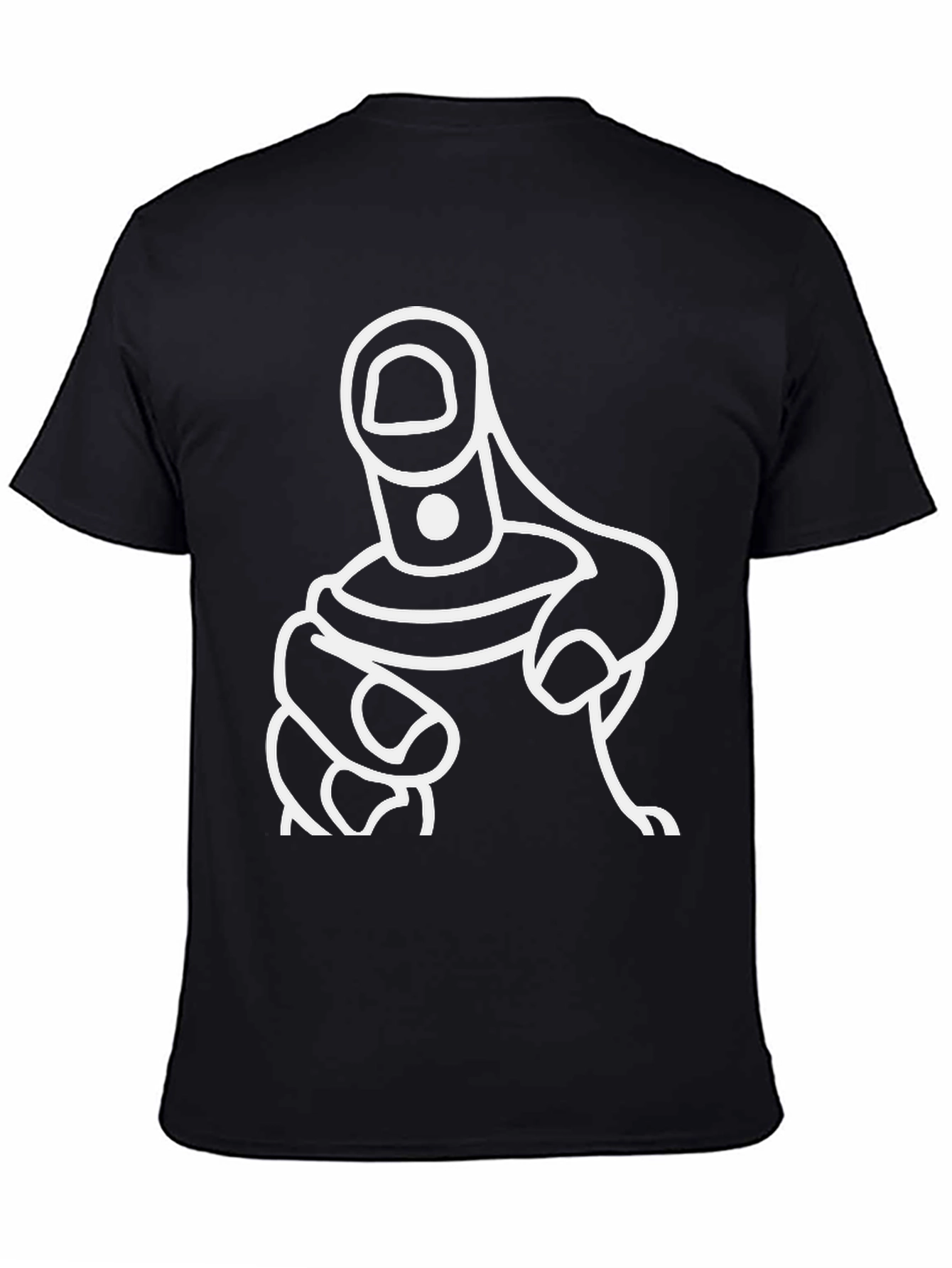 Black Pointing Finger Graphic Tee - Black Cotton Blend view 4
