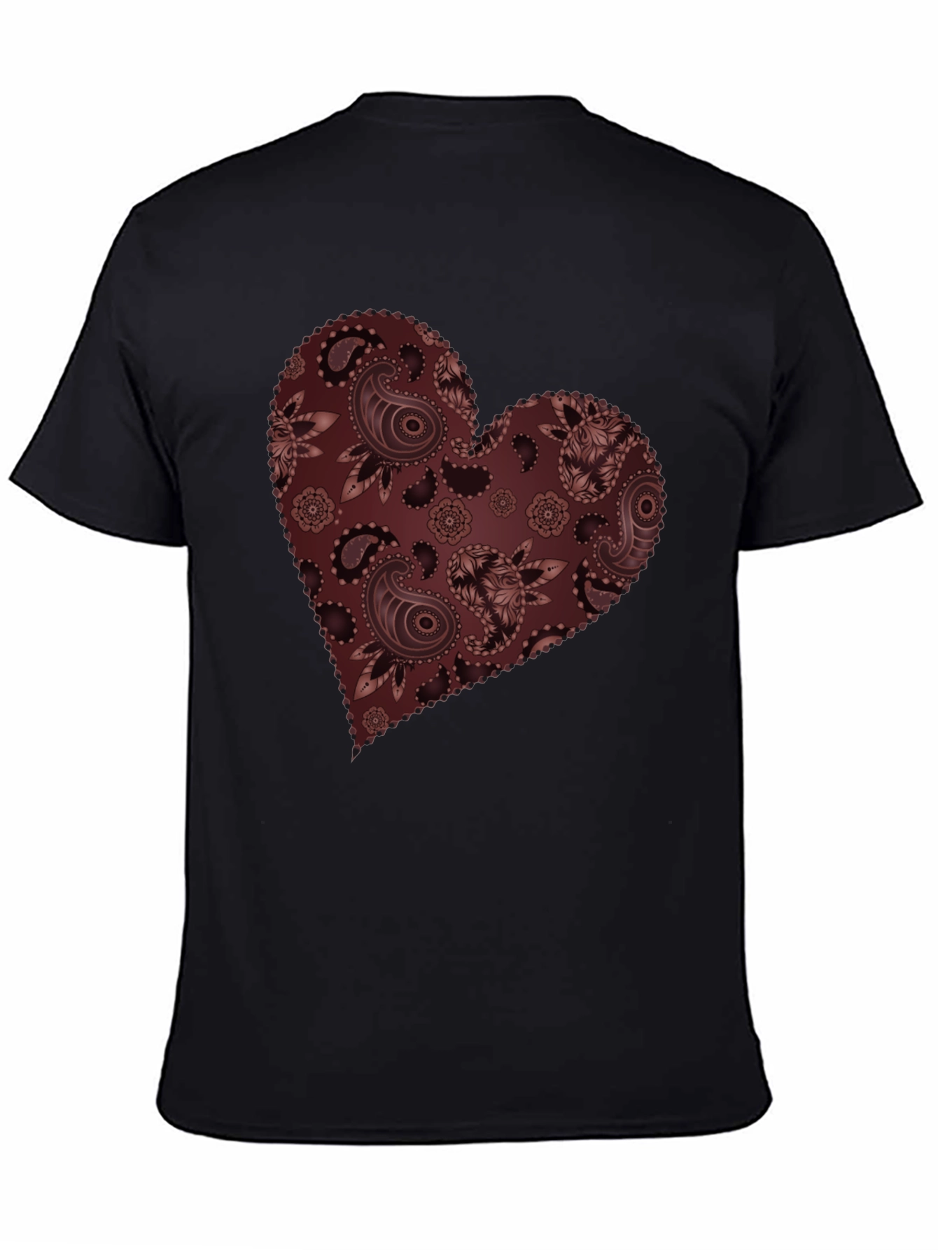 Black Paisley Heart Graphic Tee - Stylish Casual Wear view 4