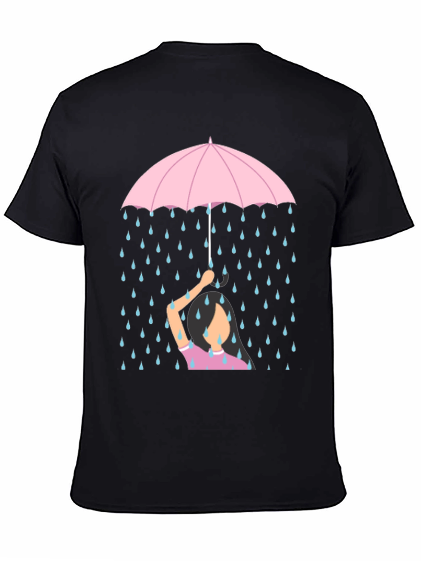 Black Rainy Day Umbrella T-Shirt - Comfort Fit Cotton Tee view 4