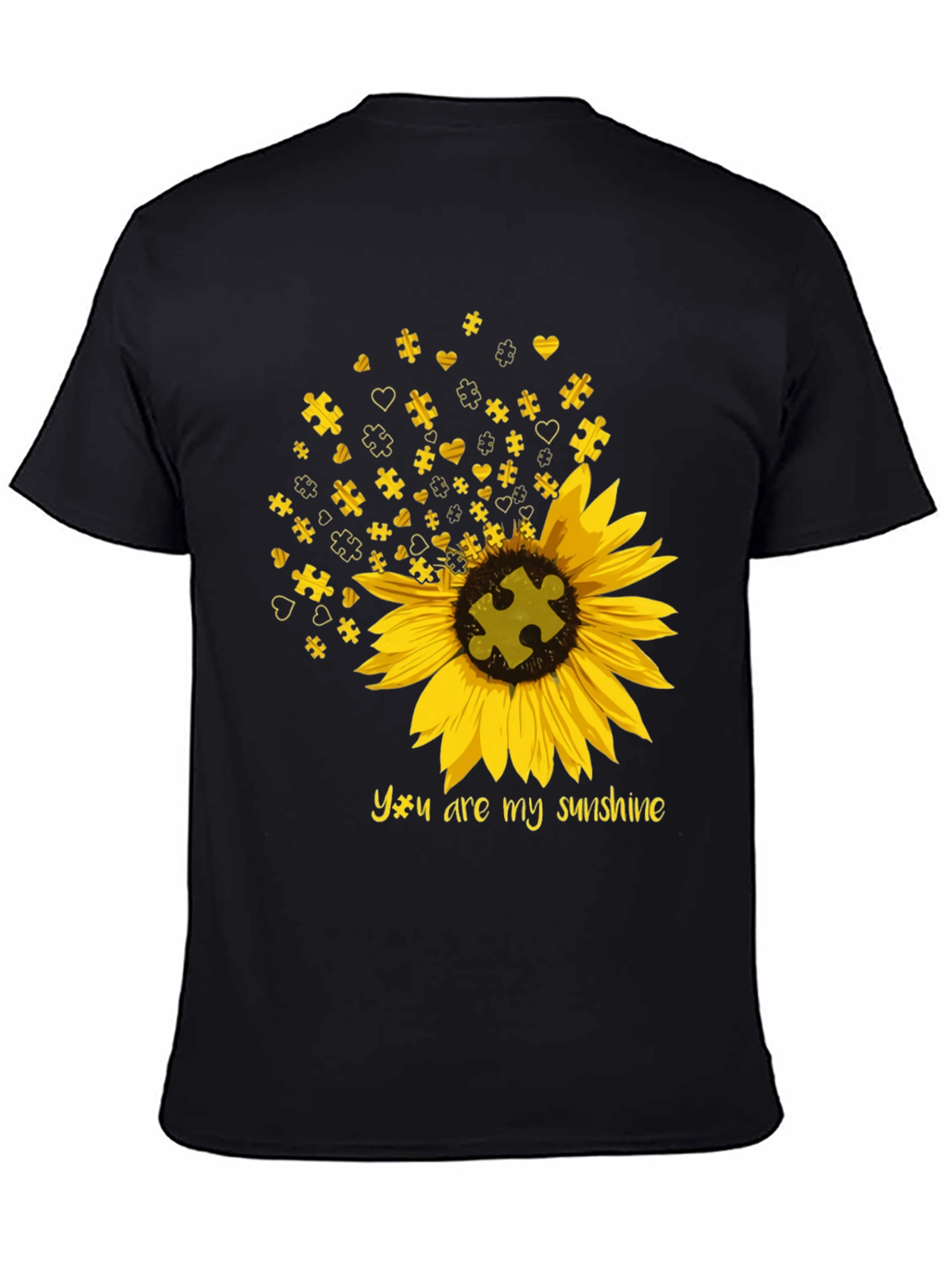 Black Autism Awareness Sunflower T-Shirt view 4