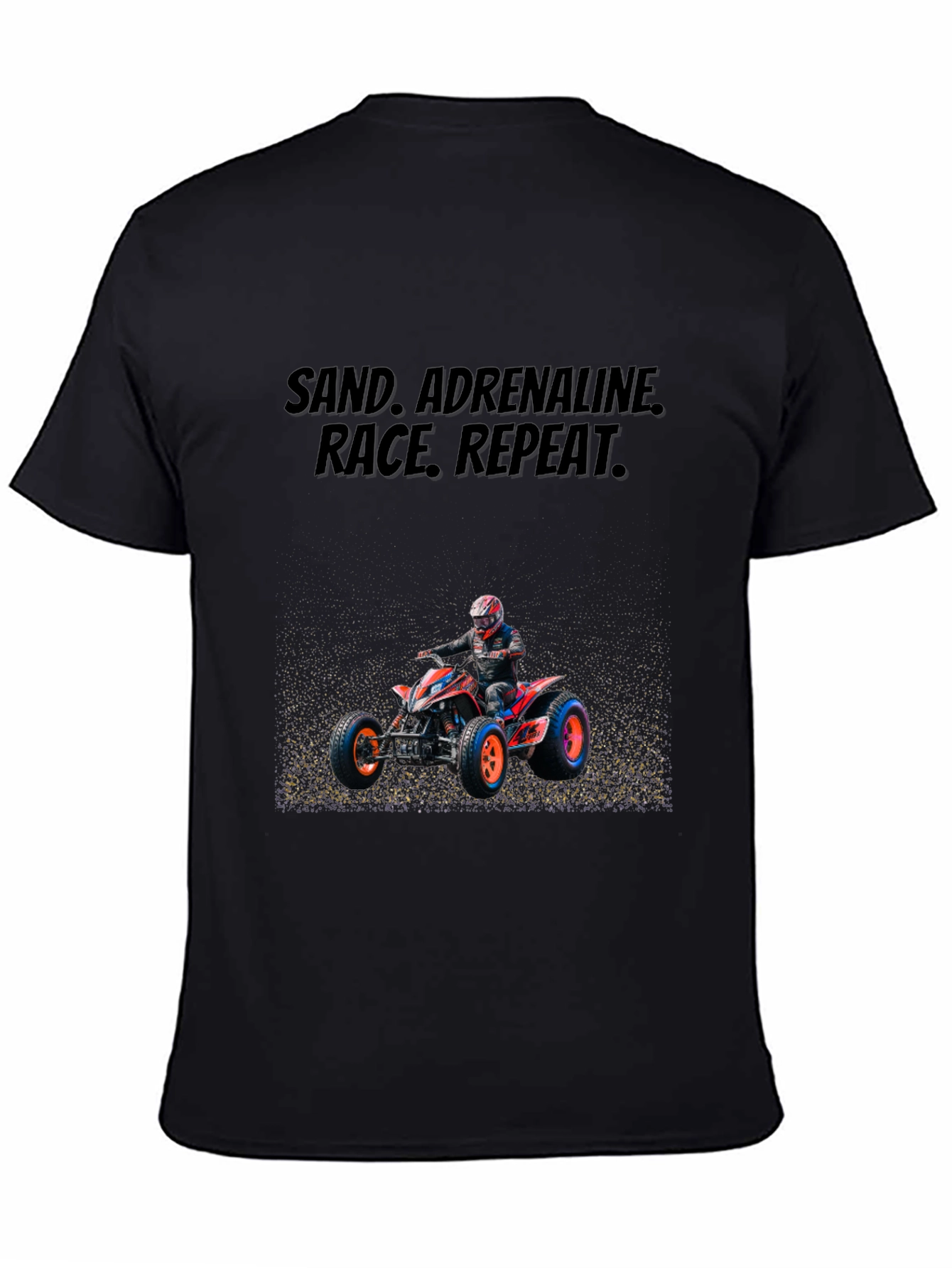 Black Sand Adrenaline ATV Rider Black Graphic Tee view 4