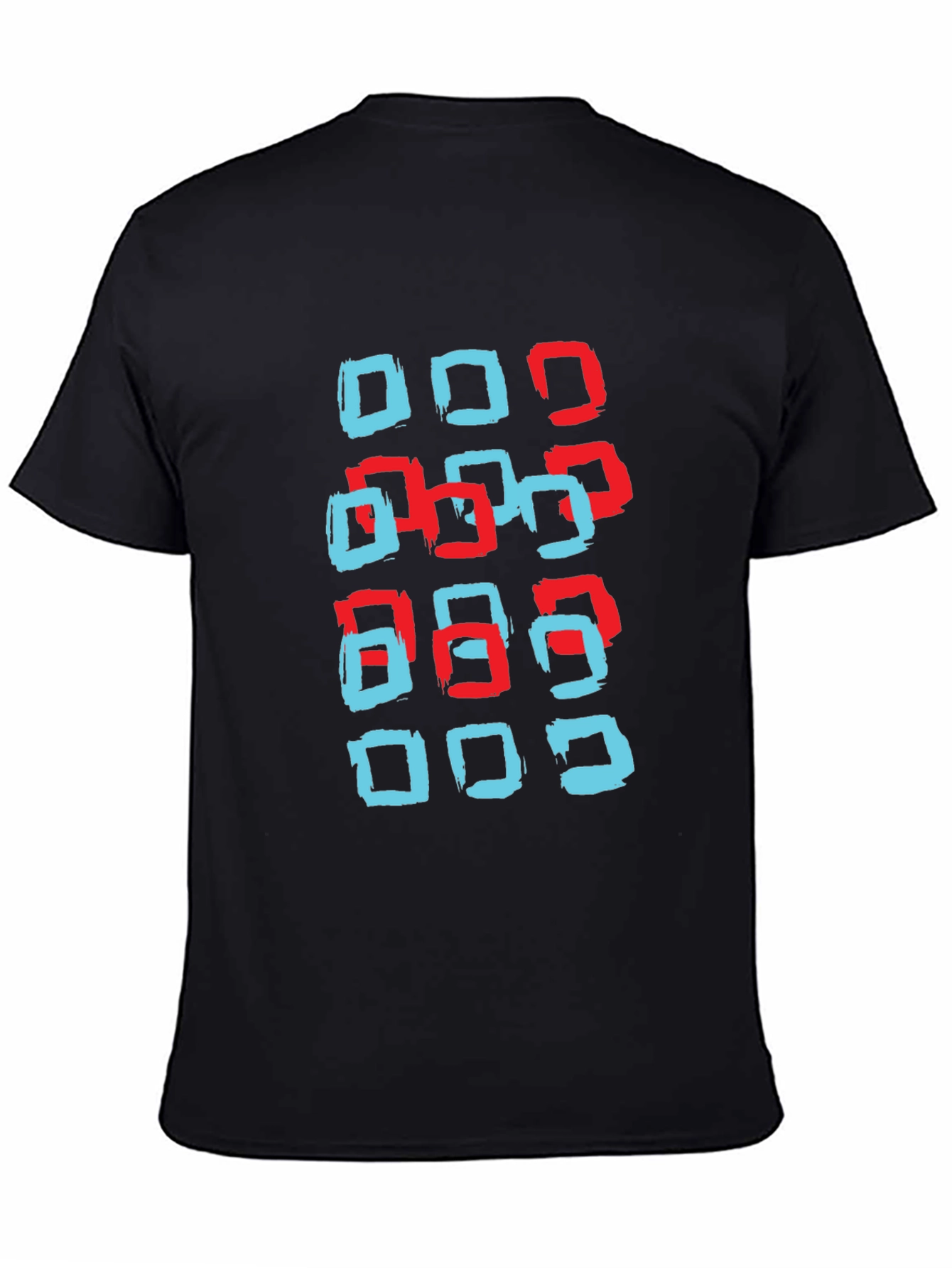 Black Modern Squares Graphic T-Shirt - Black view 4