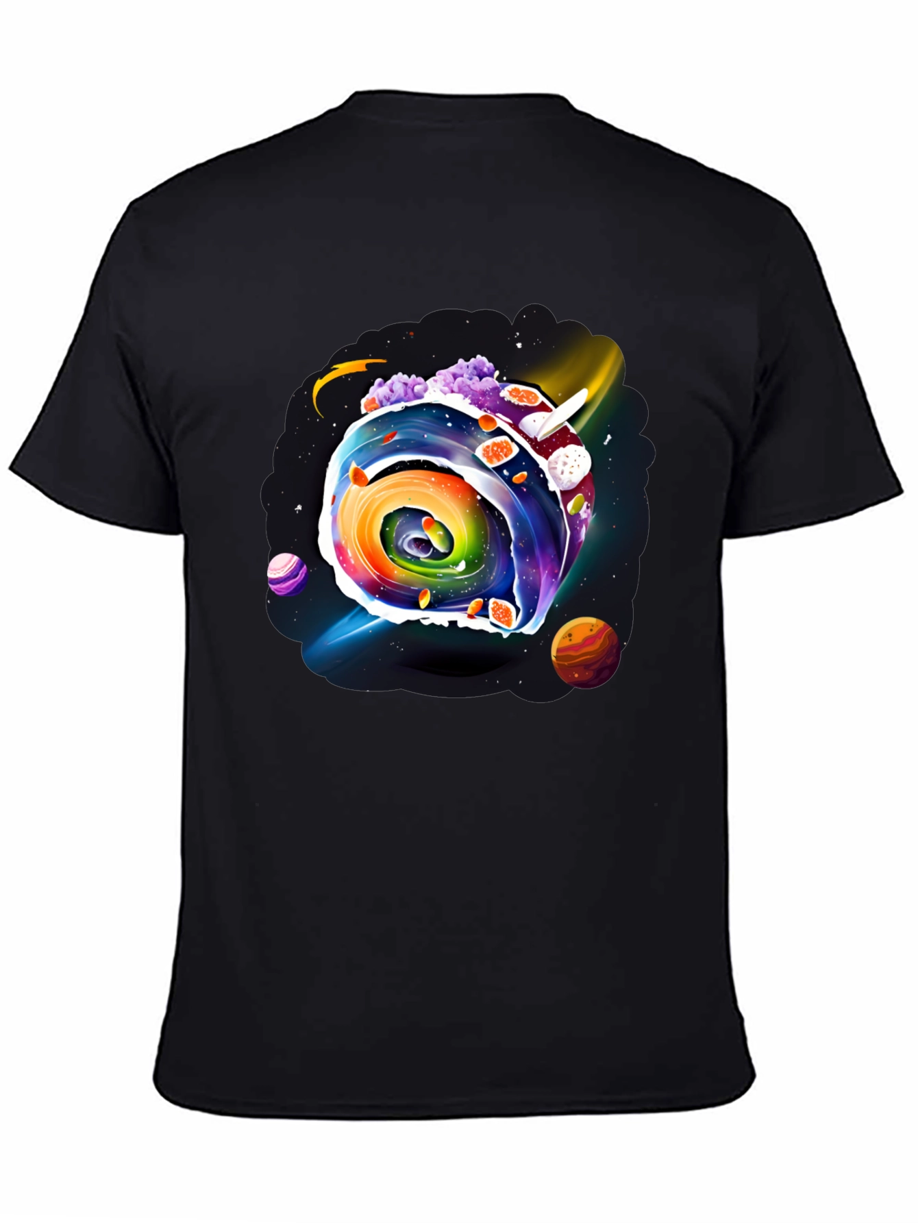 Black Colorful Galaxy Swirl Graphic Tee view 4
