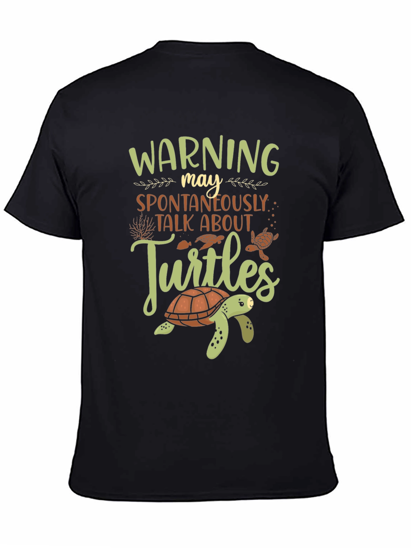 Black Turtle Lover T-Shirt - Warning May Spontaneously Talk view 4