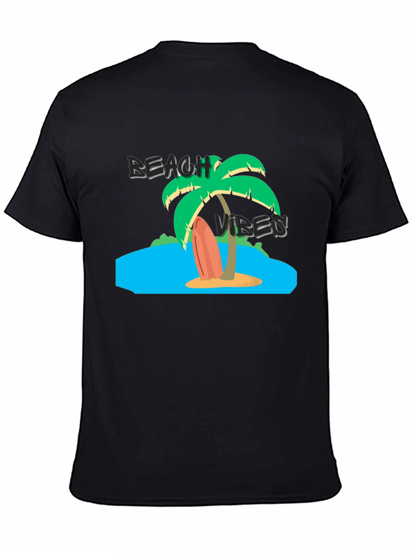 Black Beach Vibes Graphic Black T-Shirt view 4