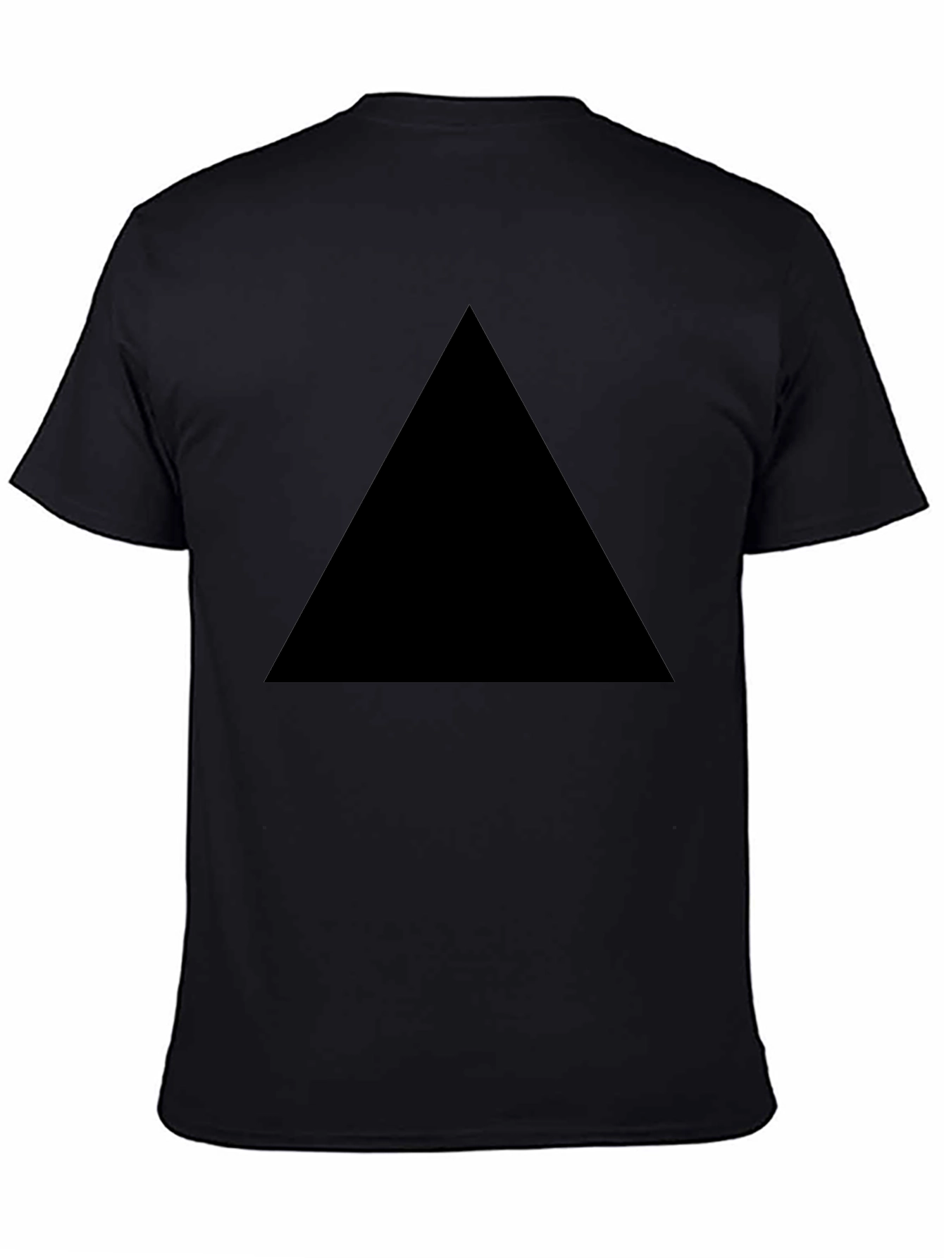 Black Mens Black T-Shirt with Geometric Triangle Design view 4