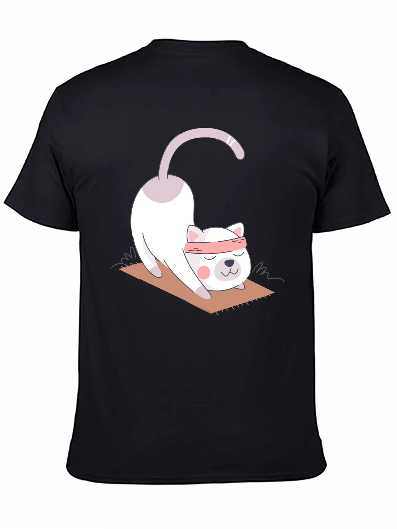 Black Yoga Cat T-Shirt - Cute Stretch Design view 4