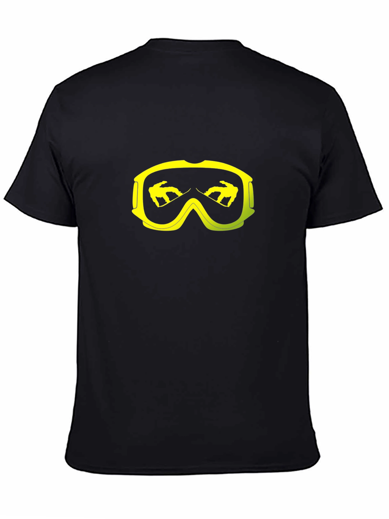 Black Snowboard Goggles Graphic Tee - Black Cotton T-Shirt view 4