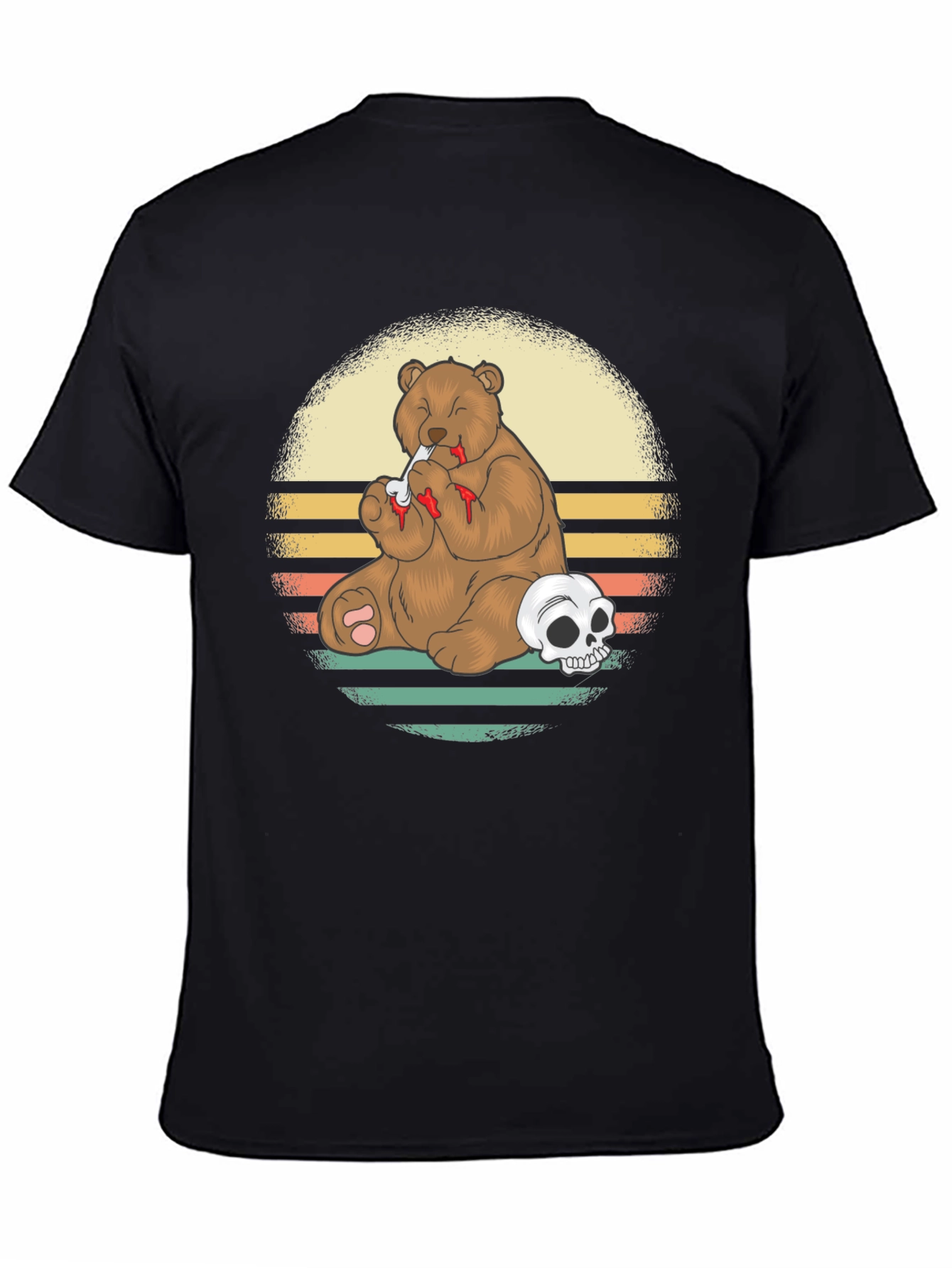 Black Grizzly Bear Skull T-Shirt - Funny Graphic Tee view 4