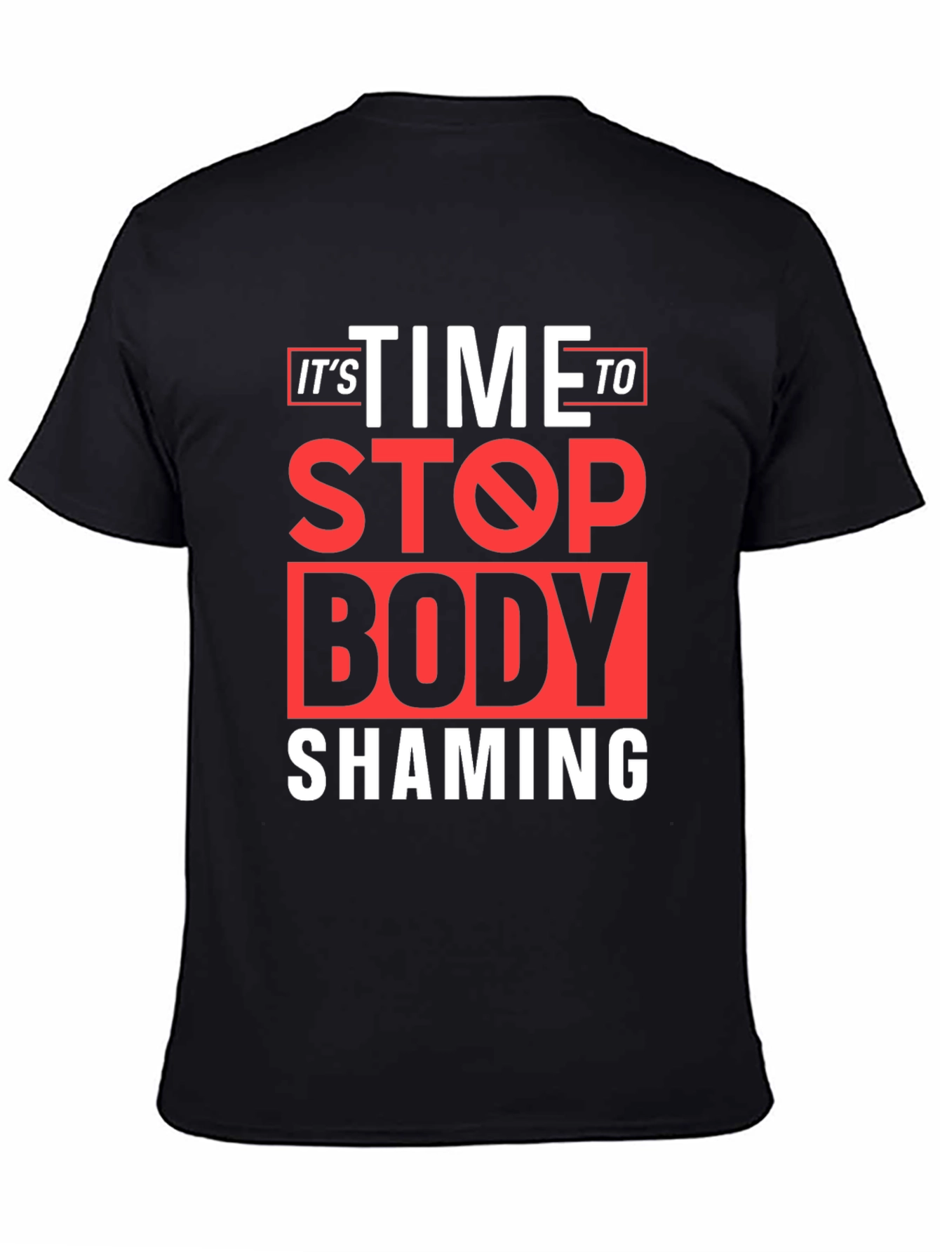 Black Stop Body Shaming Graphic Tee - Black view 4