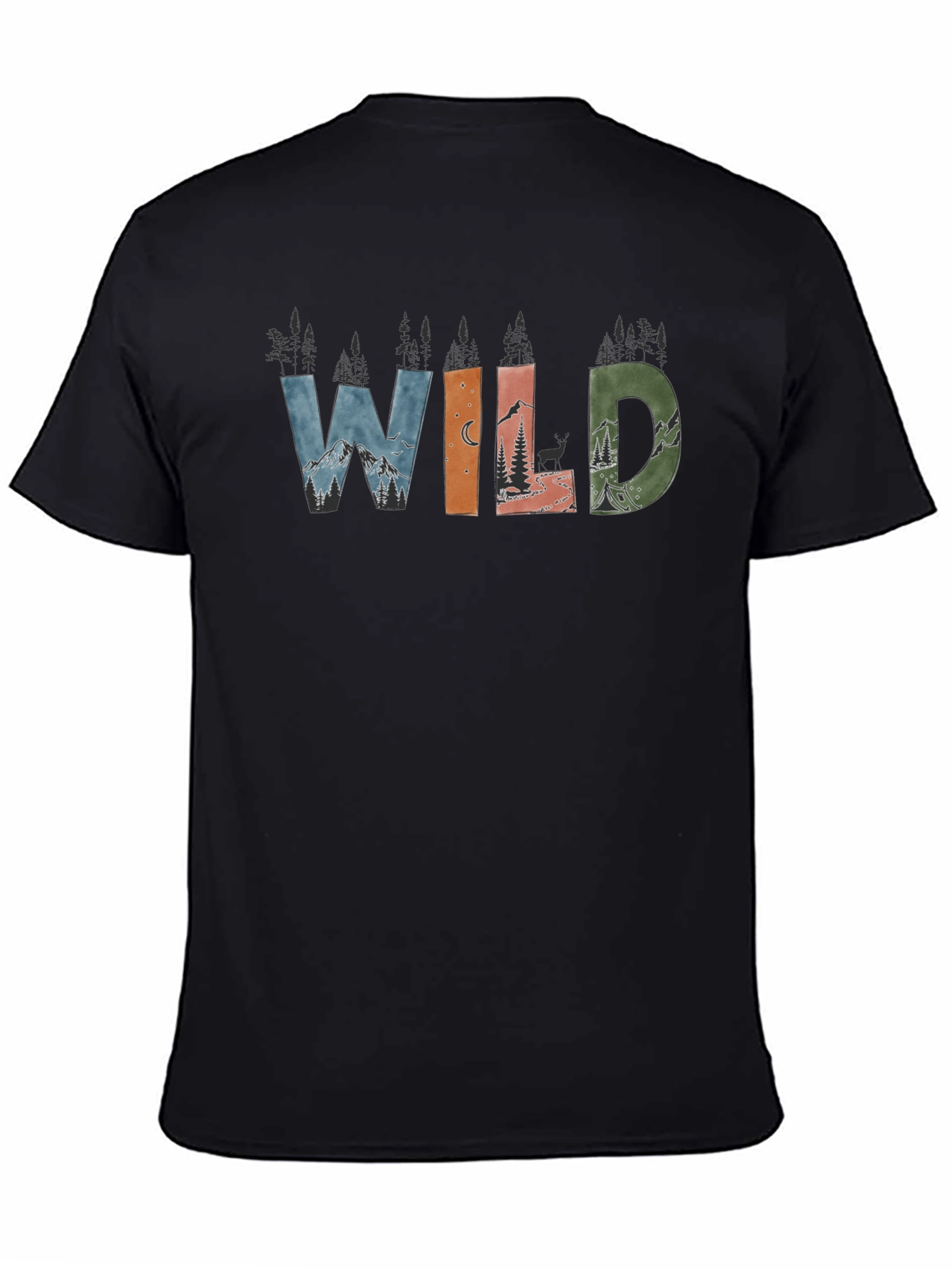 Black Wild Nature Graphic Tee - Black Cotton Blend view 4