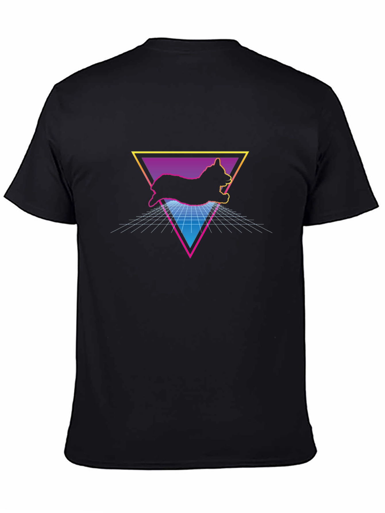 Black Retro 80s Corgi Triangle T-Shirt - Black view 4