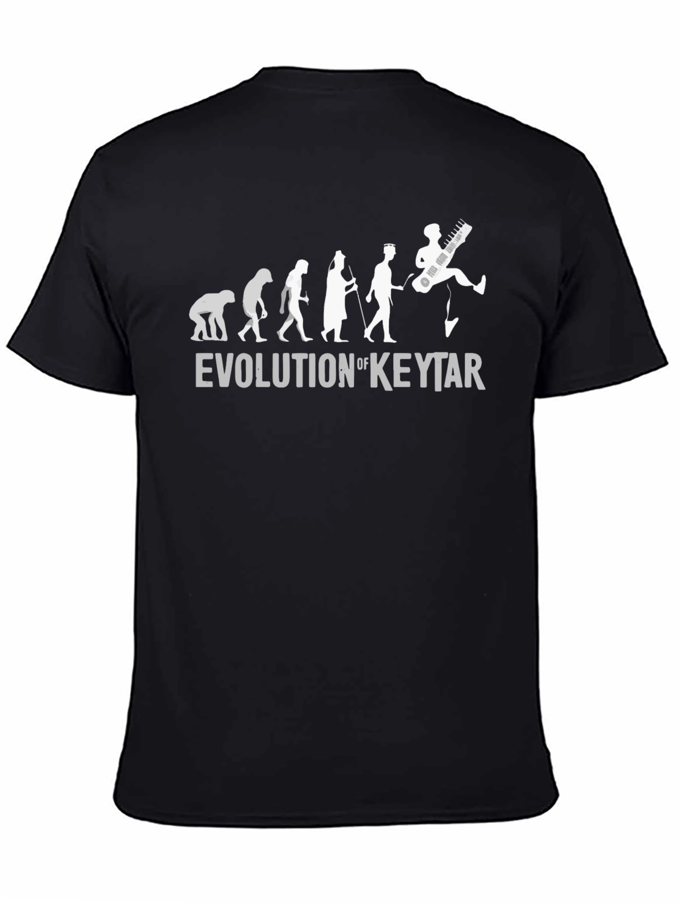 Black Evolution of Keytar T-Shirt - Funny Music Tee view 4