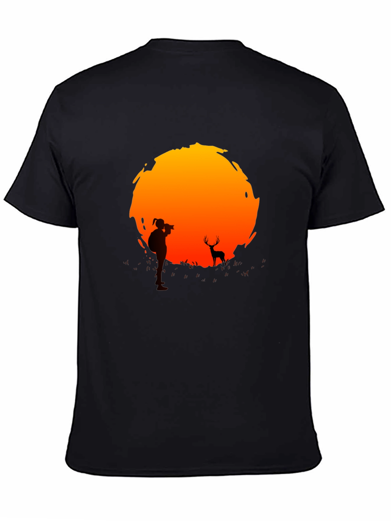 Black Sunset Photographer Graphic Tee - Black Cotton T-Shirt view 4