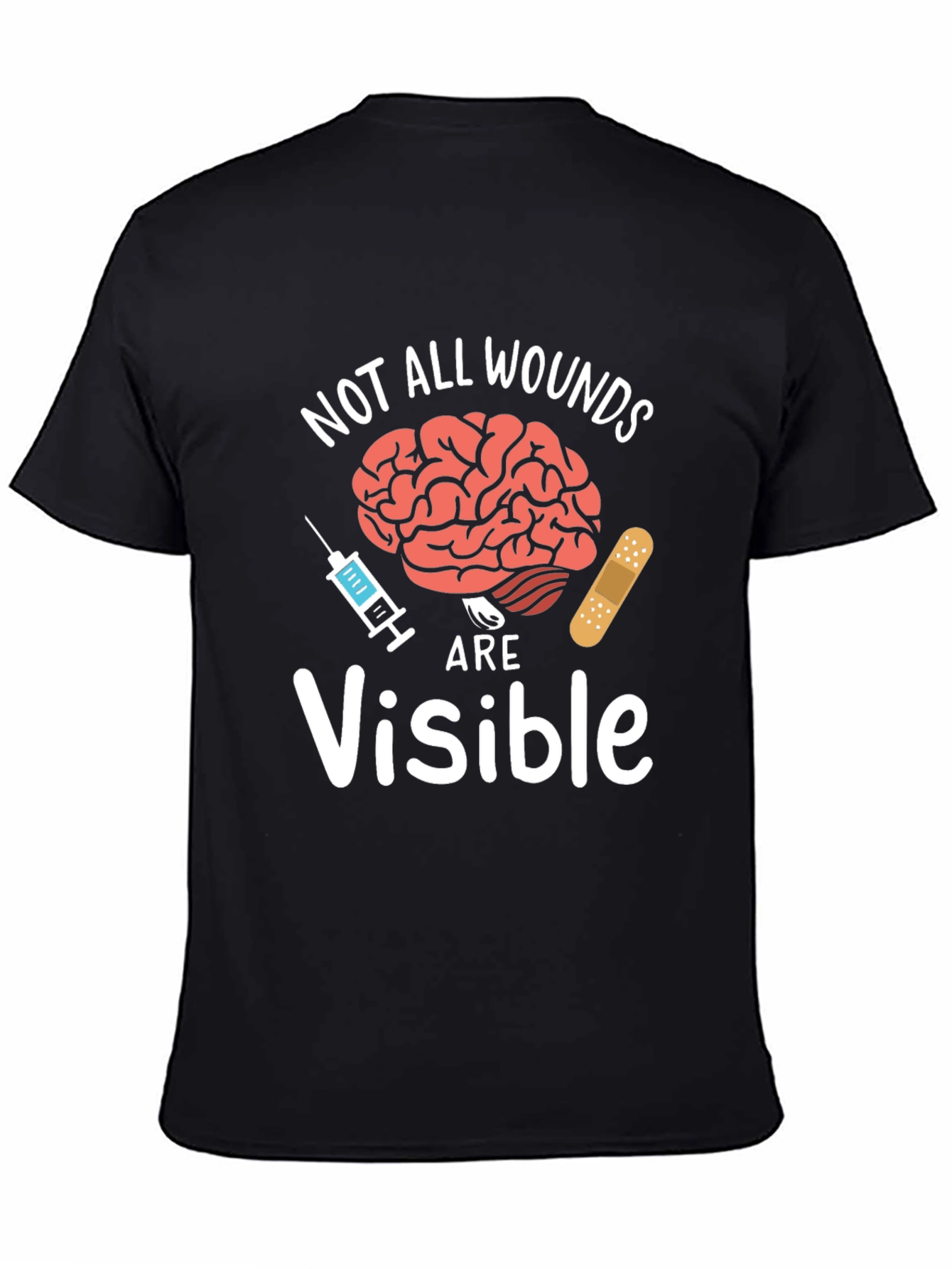 Black Not All Wounds Are Visible T-Shirt Mental Health Awareness  view 4