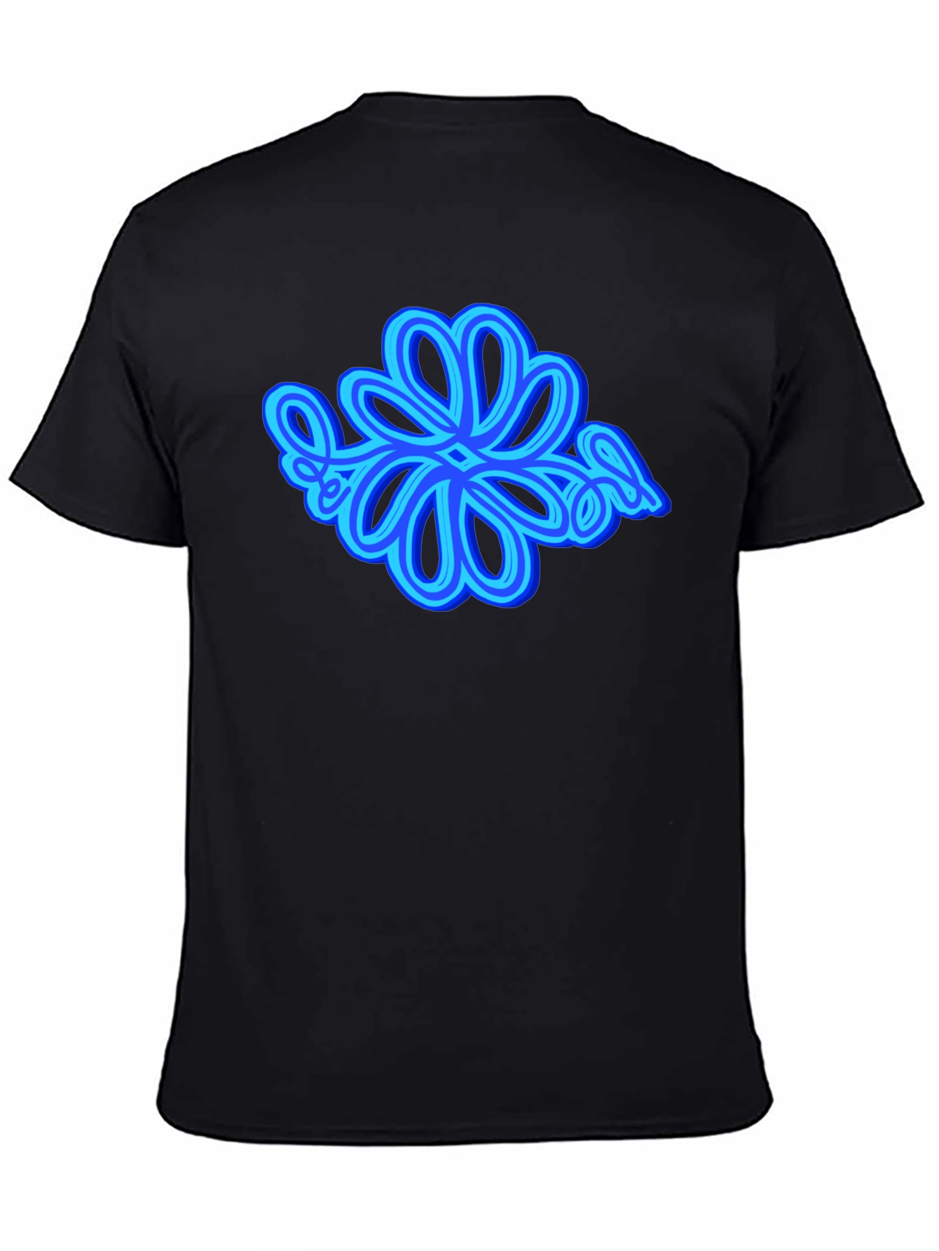 Black Abstract Flower Graphic Tee - Casual Style view 4