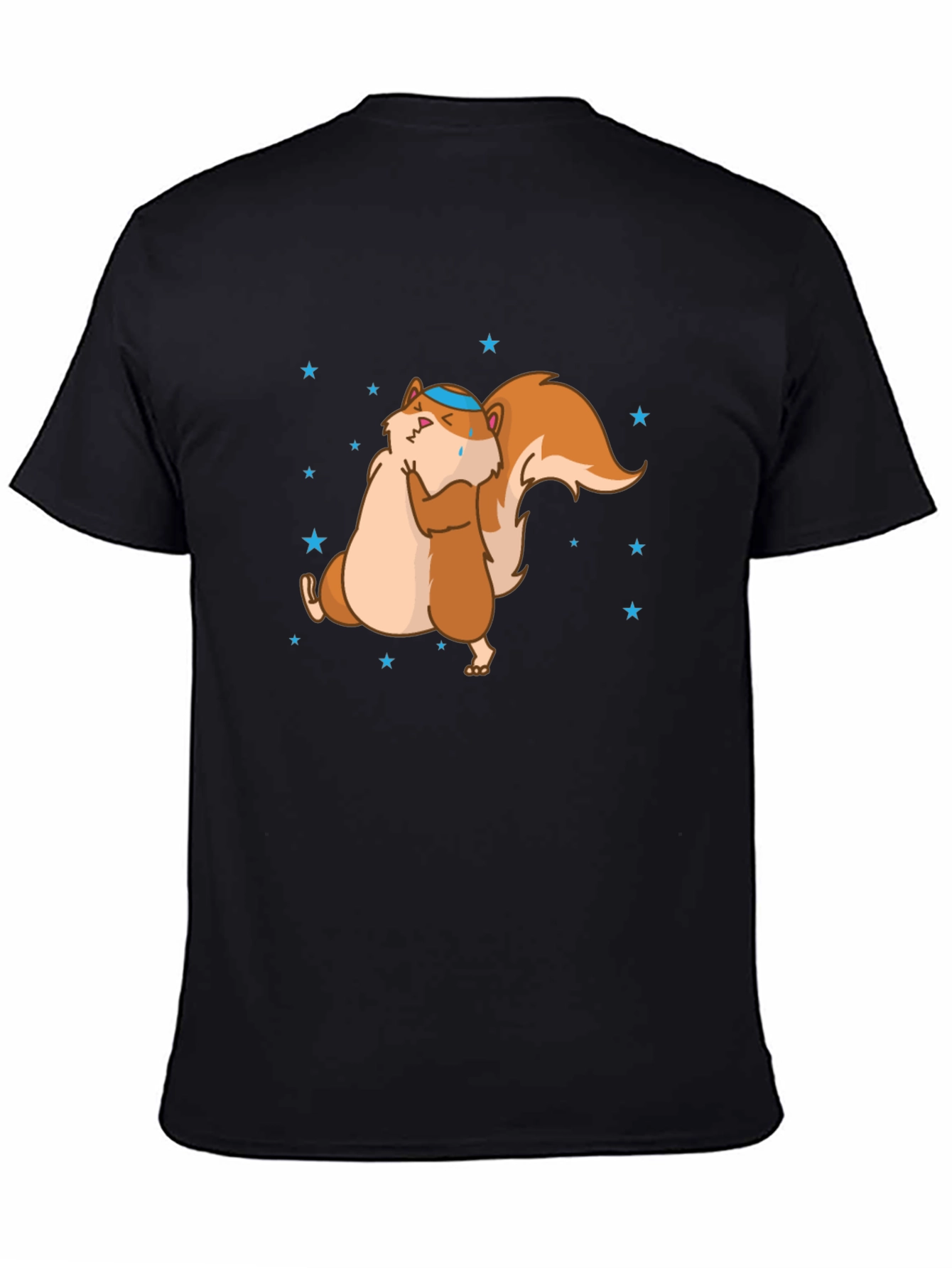 Black Funny Squirrel Hug T-Shirt - Unisex Cotton Tee view 4