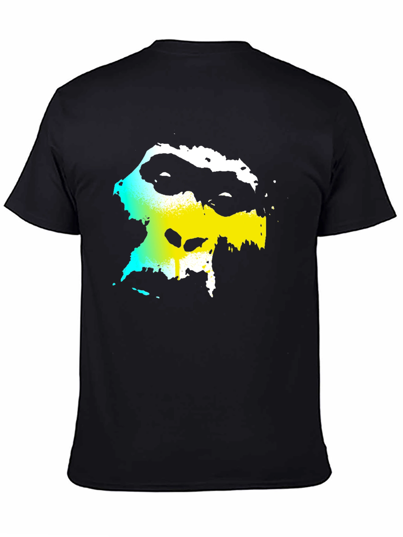 Black Abstract Face Graphic Black Tee view 4