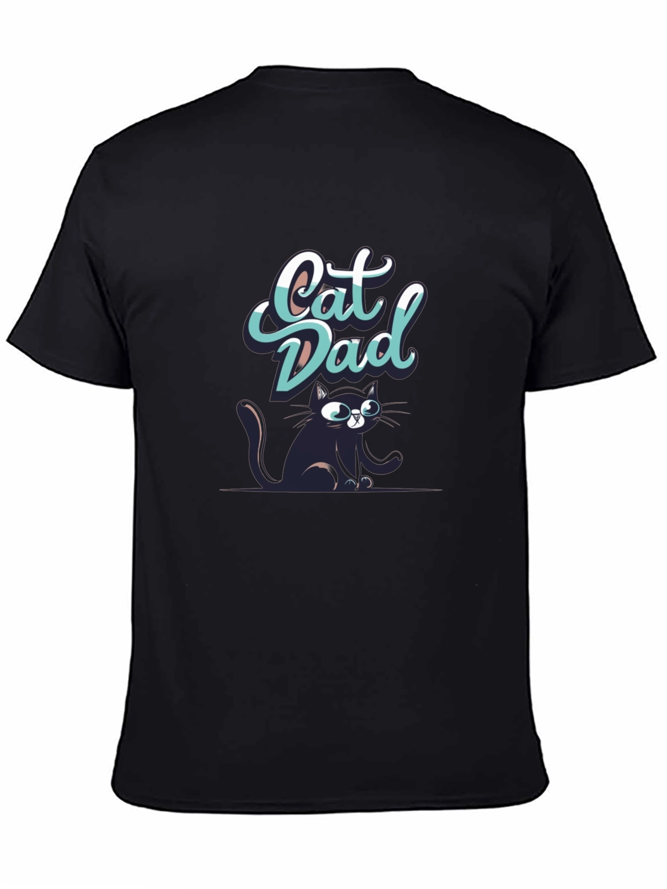Black Cat Dad Graphic T-Shirt view 4