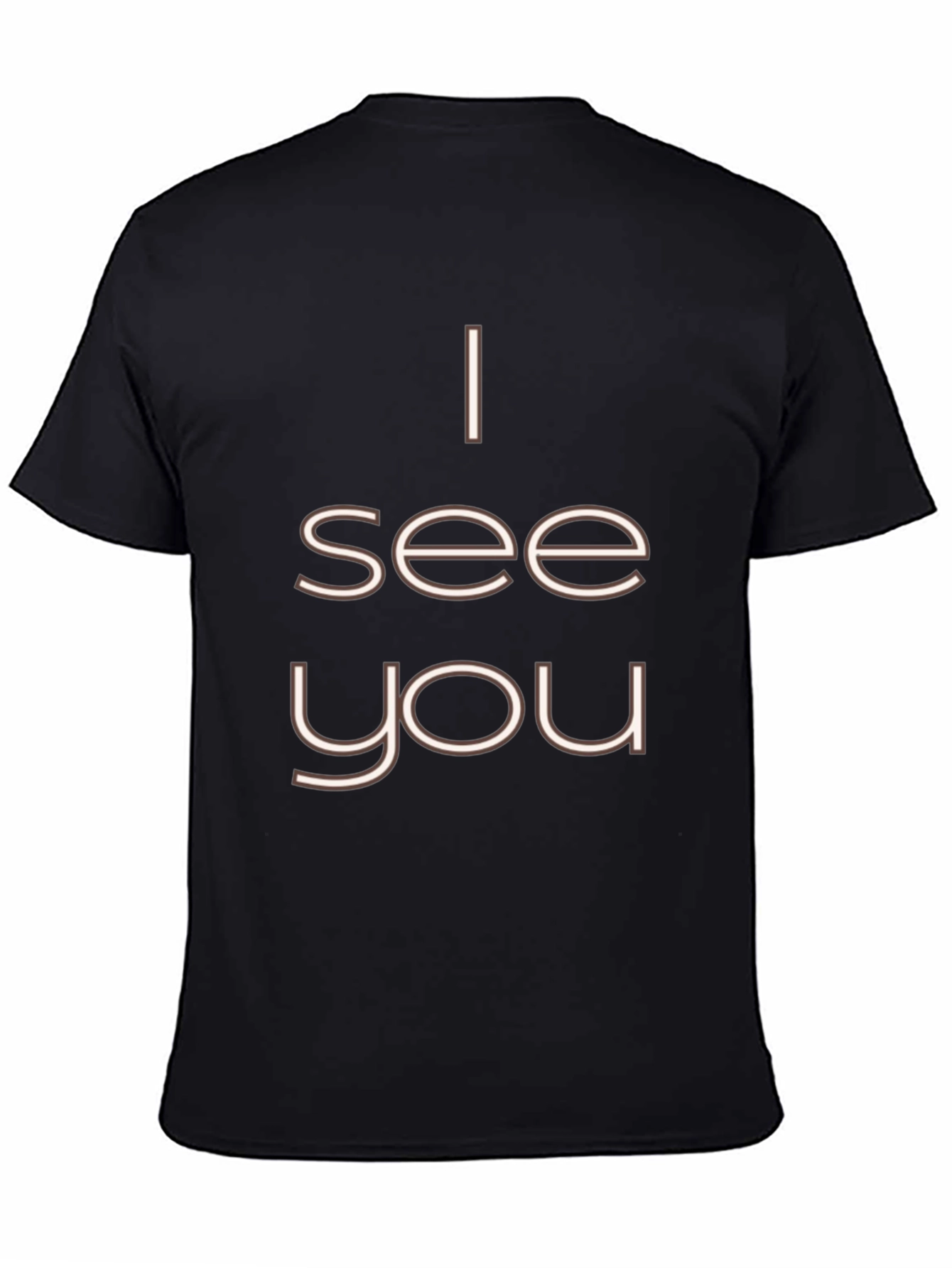 Black I See You T-Shirt - Black Crew Neck Graphic Tee view 4