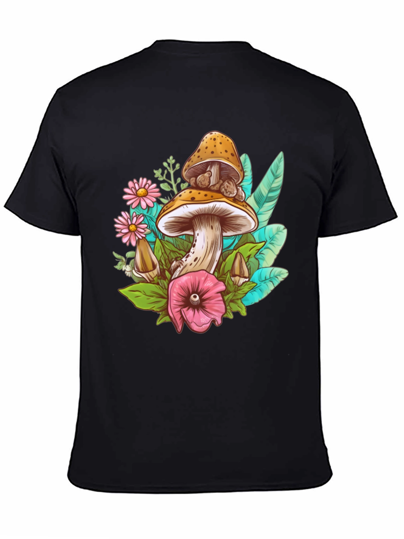 Black Mushroom Floral T-Shirt view 4