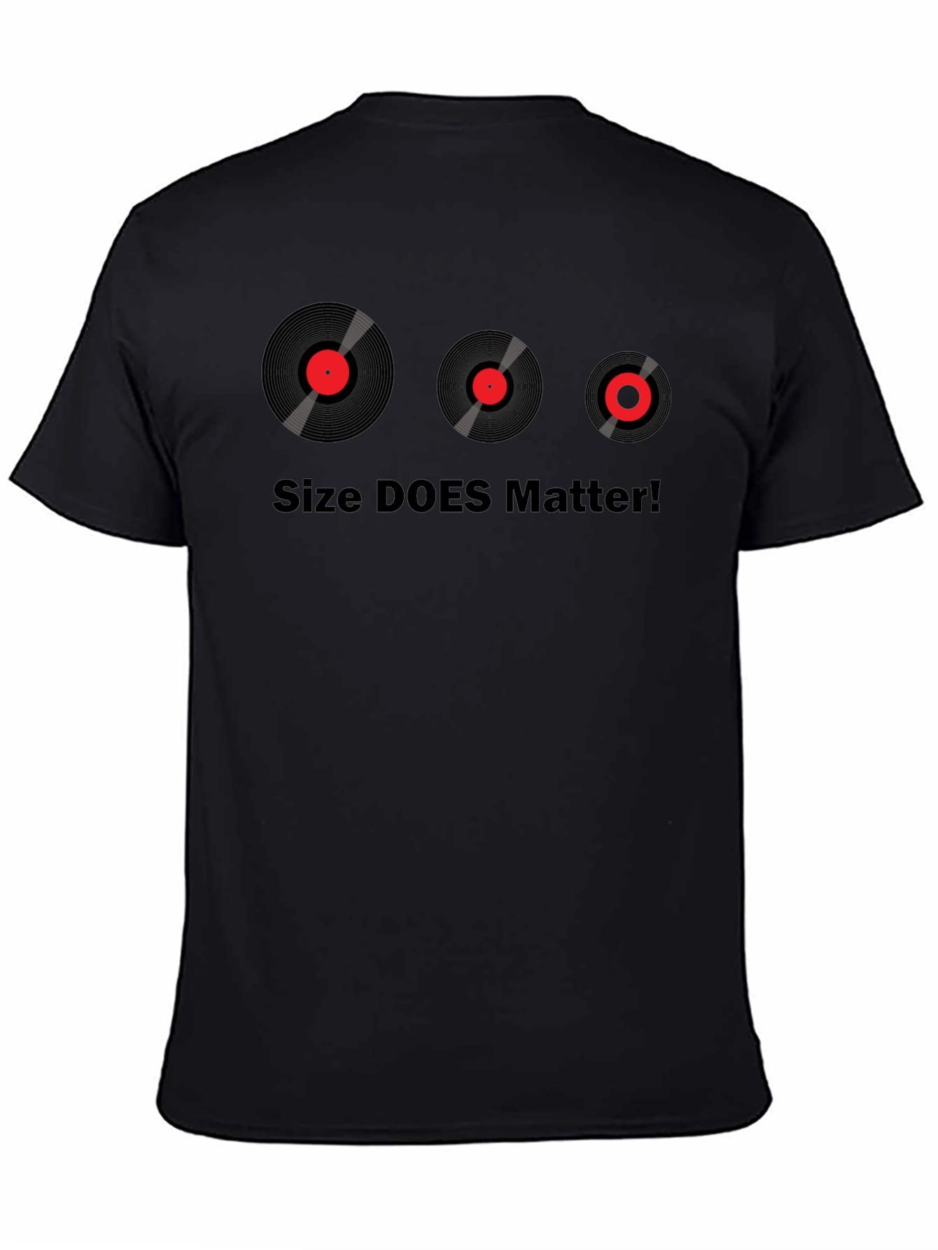 Black Size DOES Matter T-Shirt - Vinyl Record Design view 4