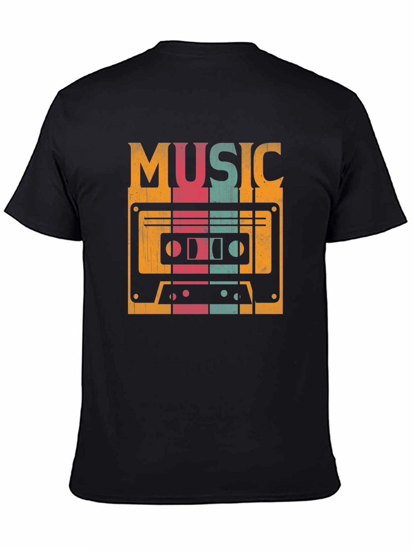 Black Retro Music Cassette Graphic Tee - Vintage Style Shirt view 4
