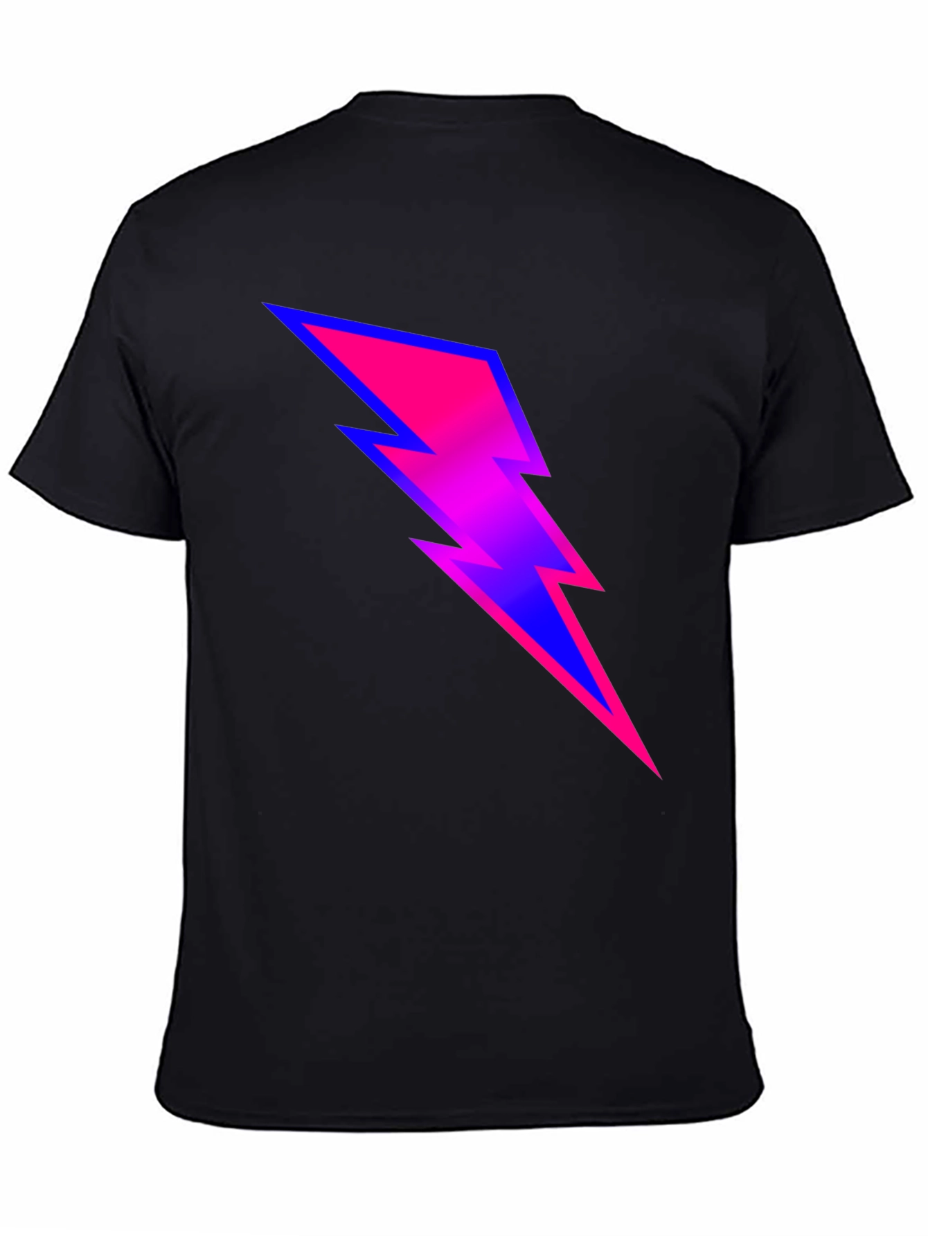 Black Electric Bolt Graphic Tee - Black Cotton Blend T-Shirt view 4