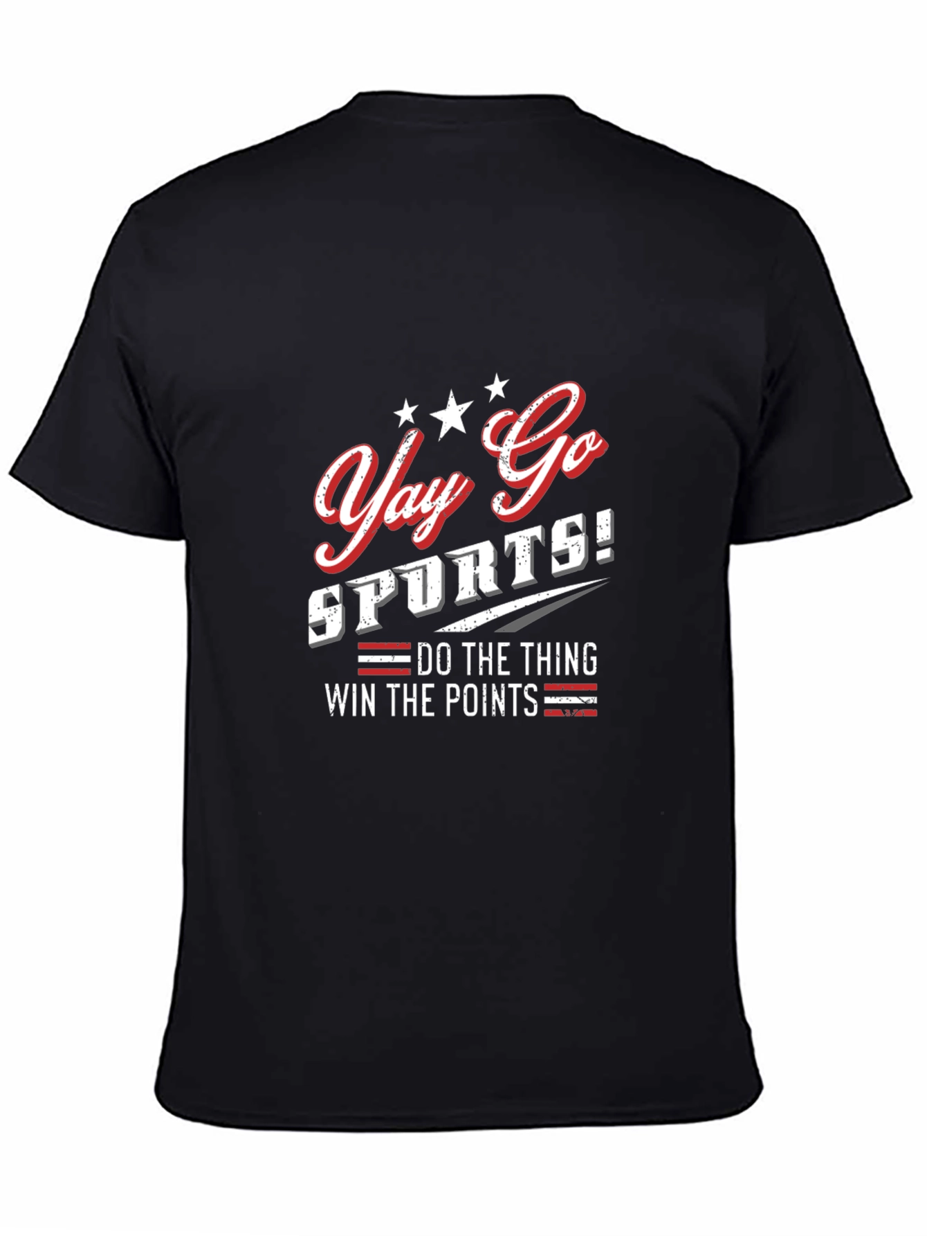 Black Yay Go Sports! Funny Graphic Tee - Comfortable Cotton Blend view 4