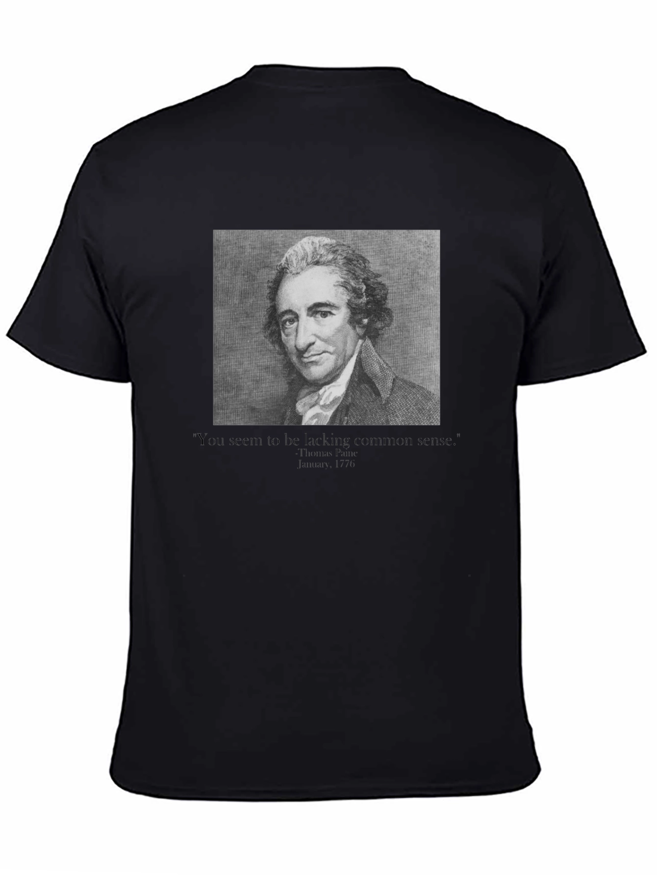 Black Thomas Paine Common Sense T-Shirt view 4