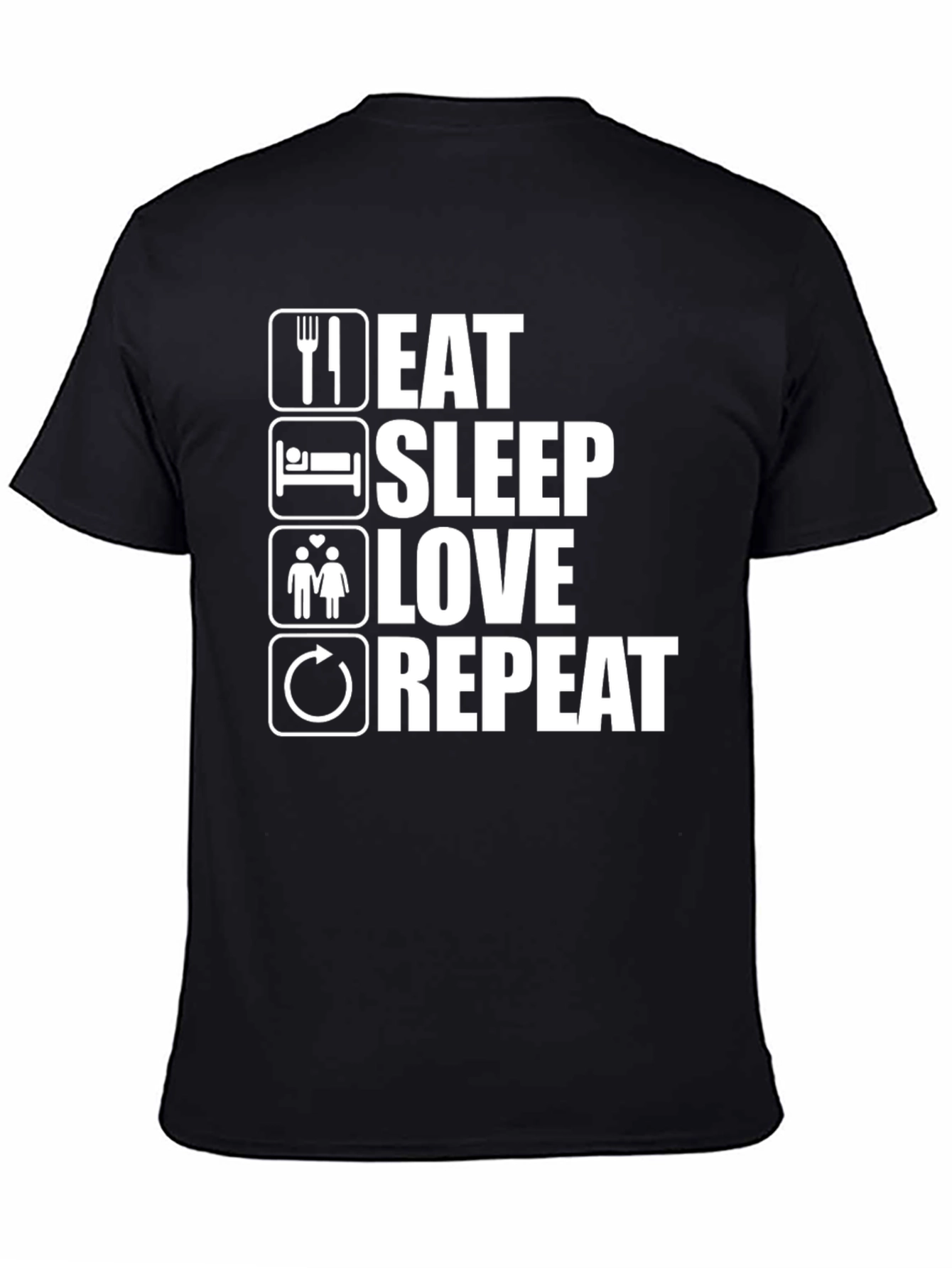 Black Eat Sleep Love Repeat Graphic Tee - Unisex view 4