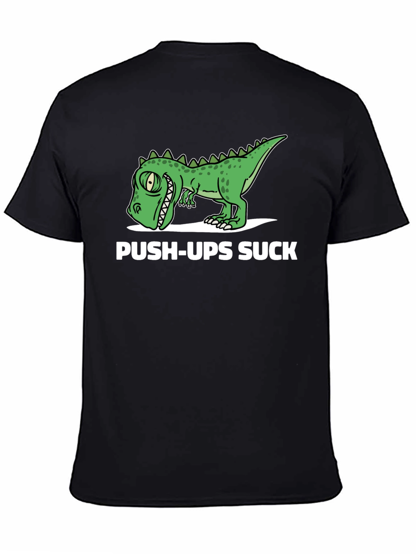 Black Funny Dinosaur Push-Ups Suck Graphic T-Shirt view 4