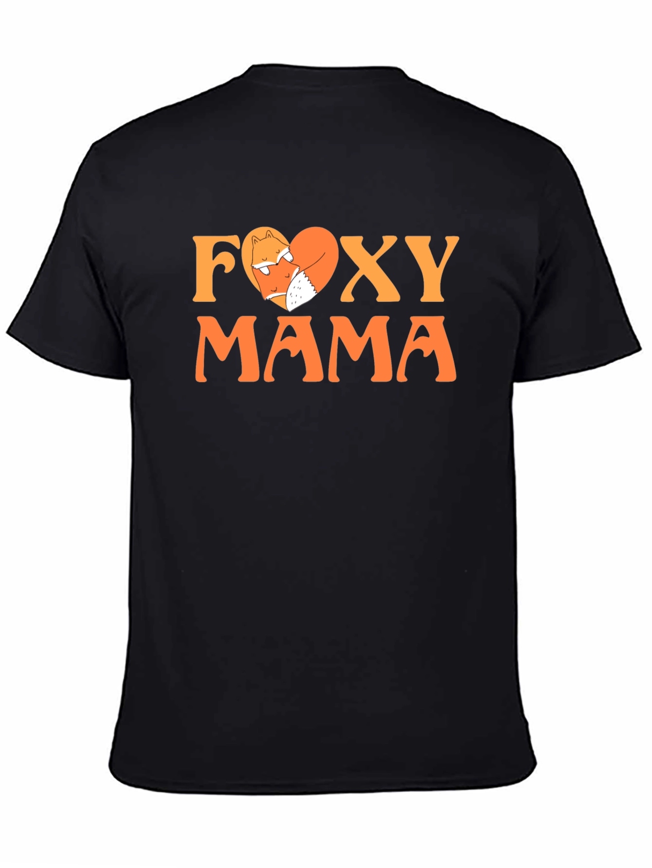 Black Foxy Mama Graphic Tee - Cute Fox Heart T-Shirt view 4