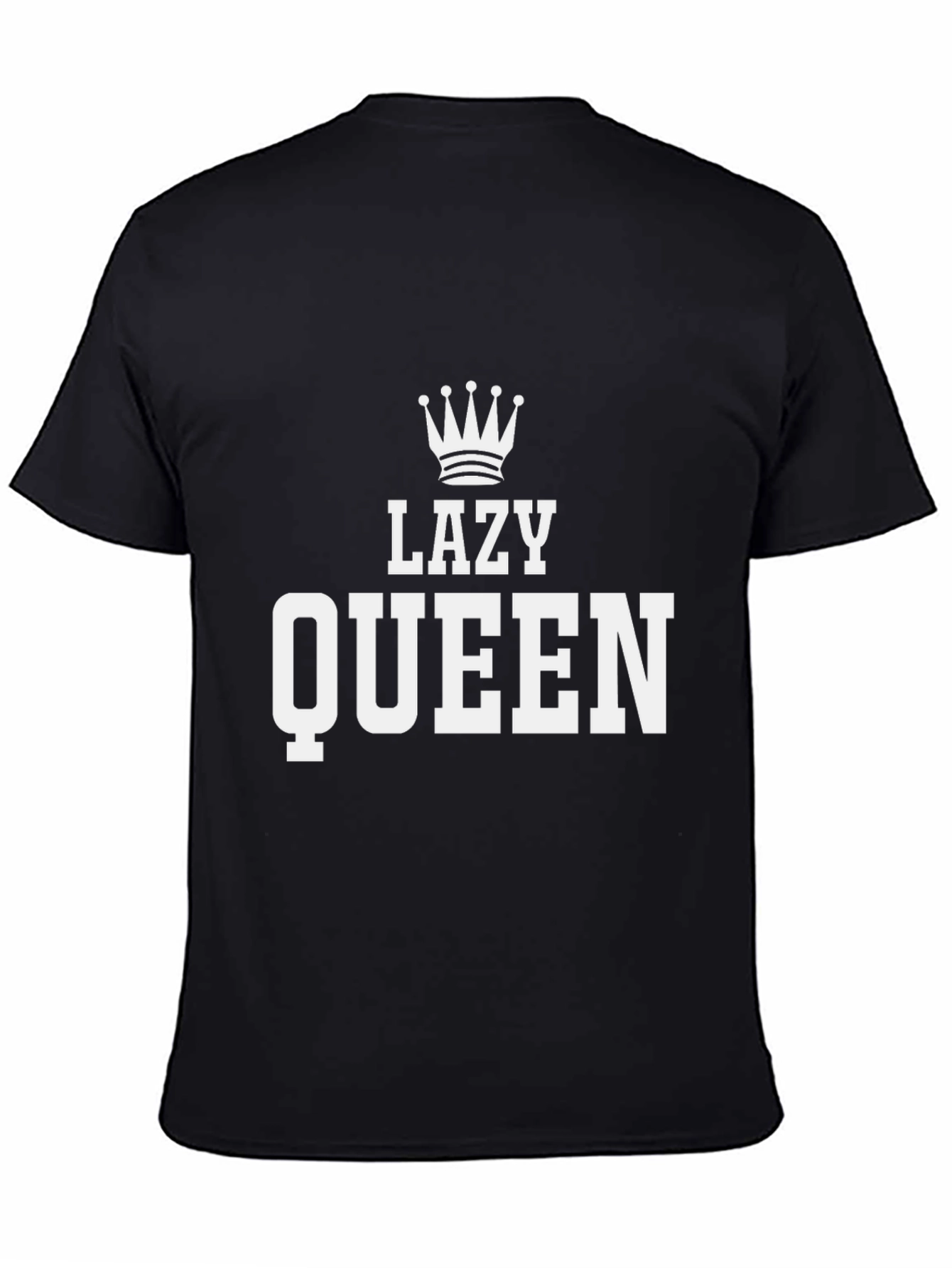 Black Lazy Queen Graphic T-Shirt - Black Cotton Tee view 4