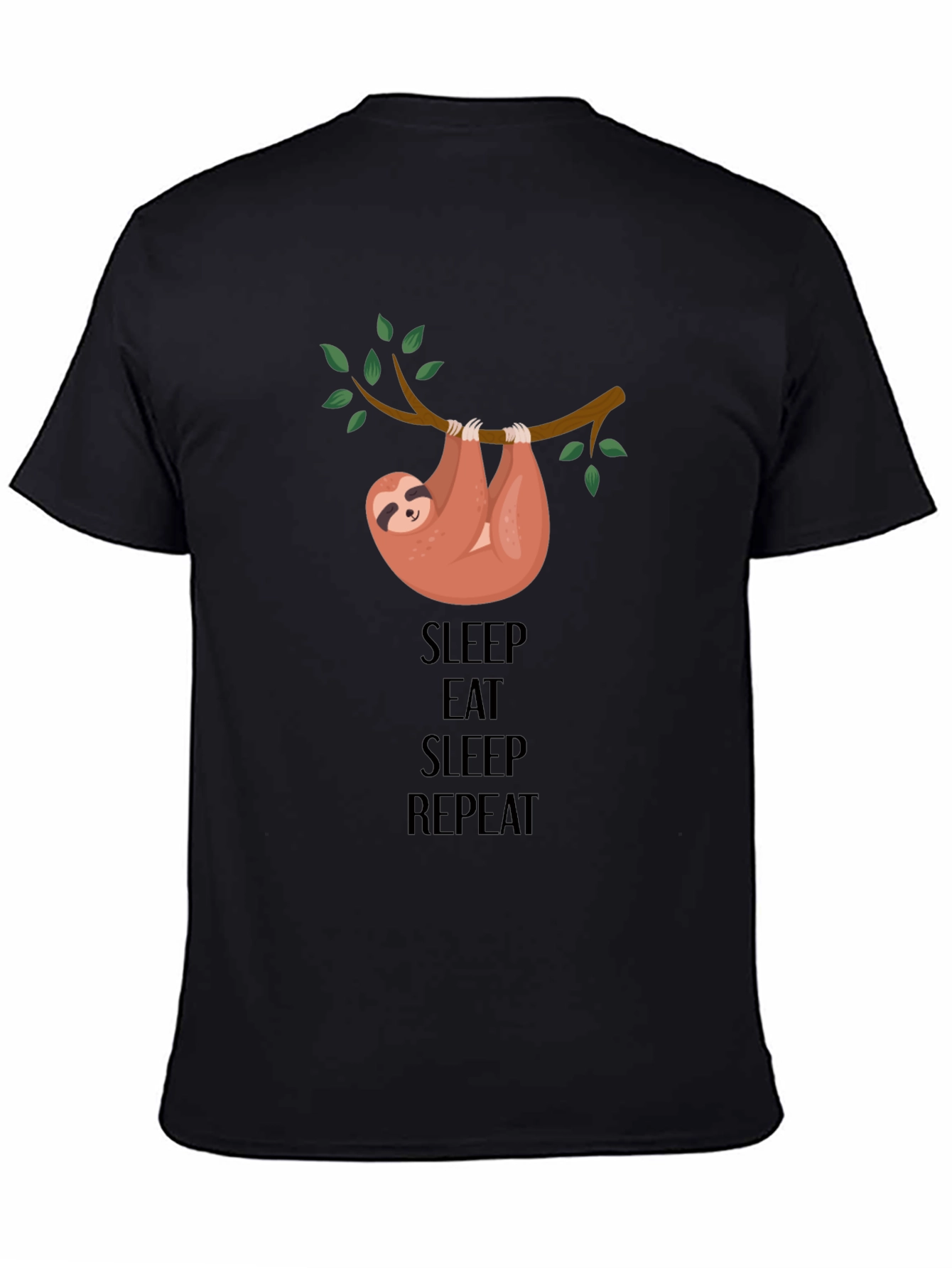 Black Sleep Eat Repeat Sloth Graphic Tee view 4