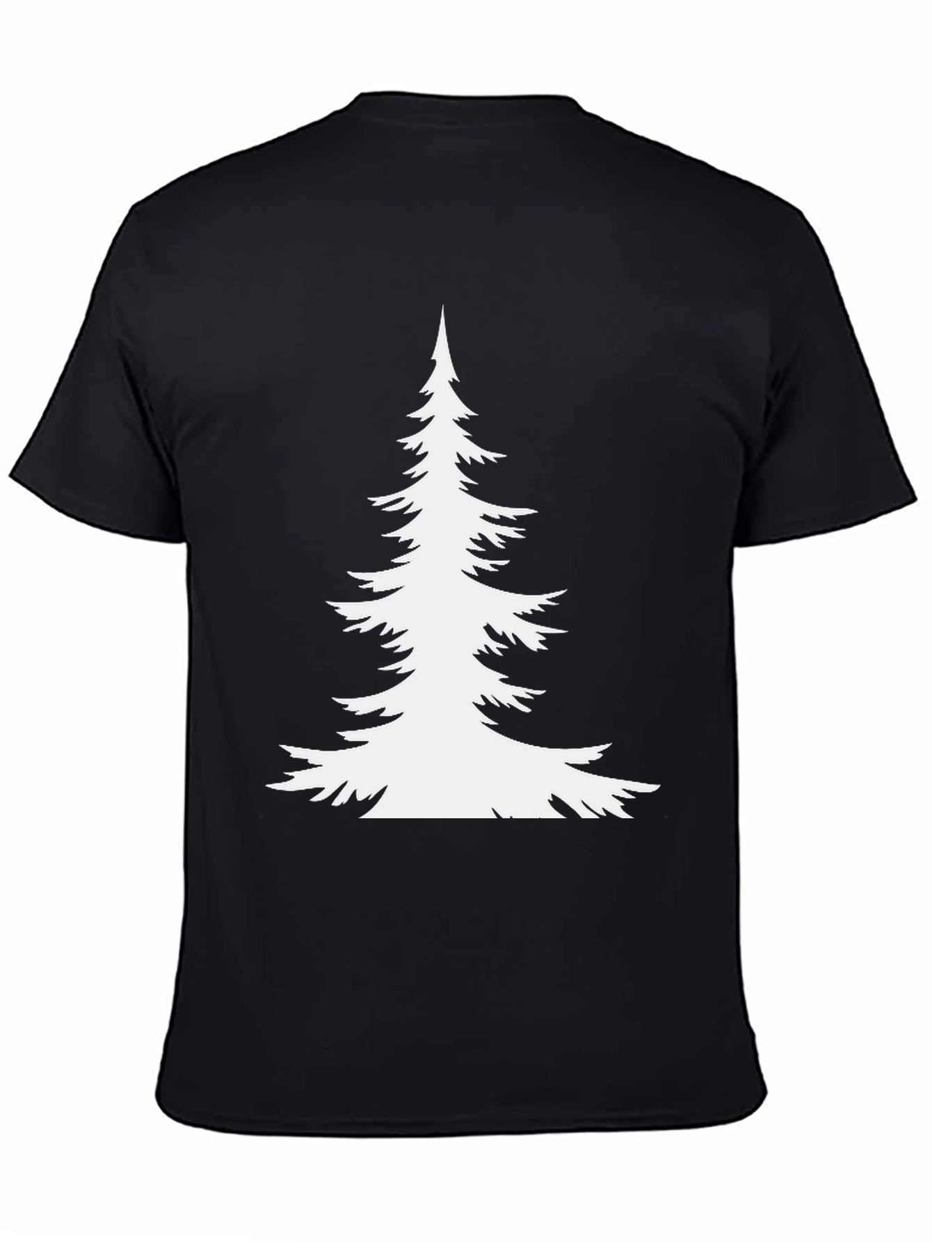Black Evergreen Tree Graphic Tee - Black Cotton T-Shirt view 4