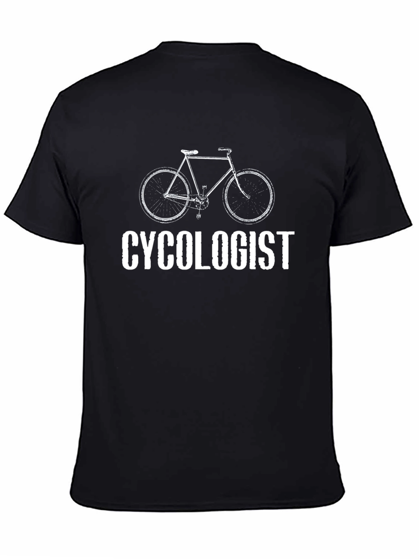 Black Cycologist Funny Bike T-Shirt - Black Cotton Tee view 4
