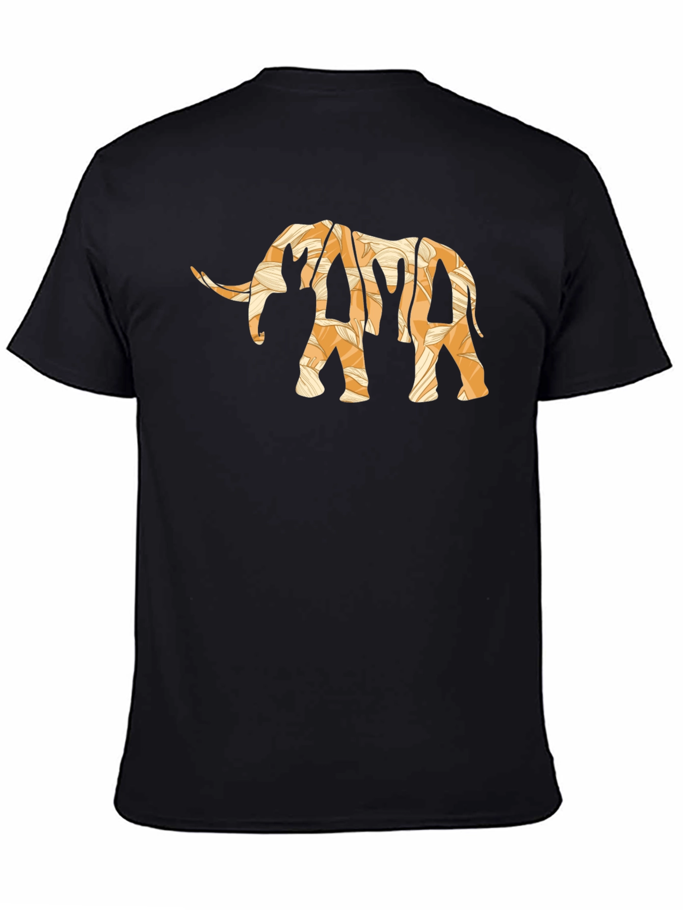 Black Elephant Print T-Shirt - Casual Black Tee view 4