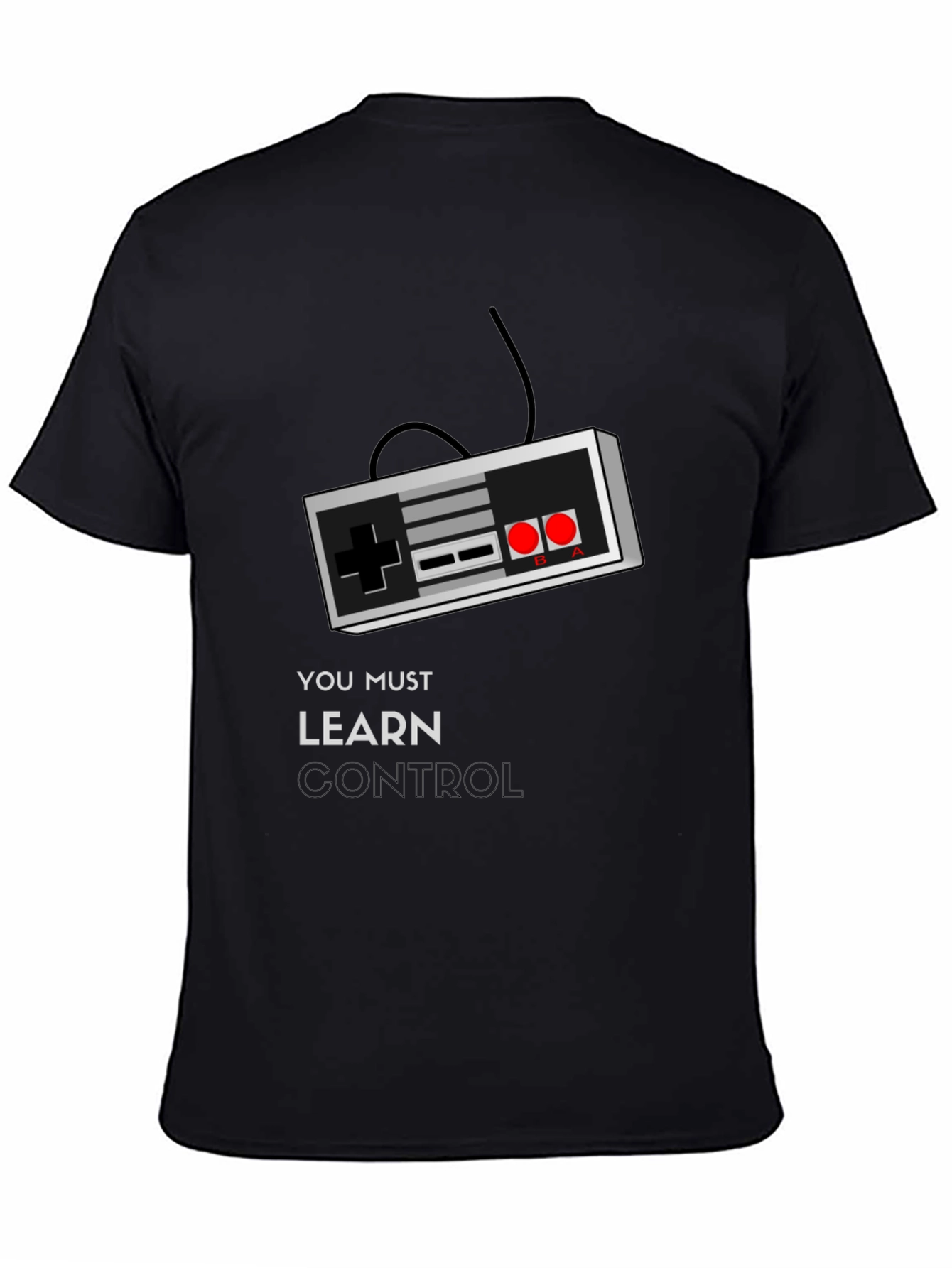 Black Retro Gamer T-Shirt - Learn Control view 4