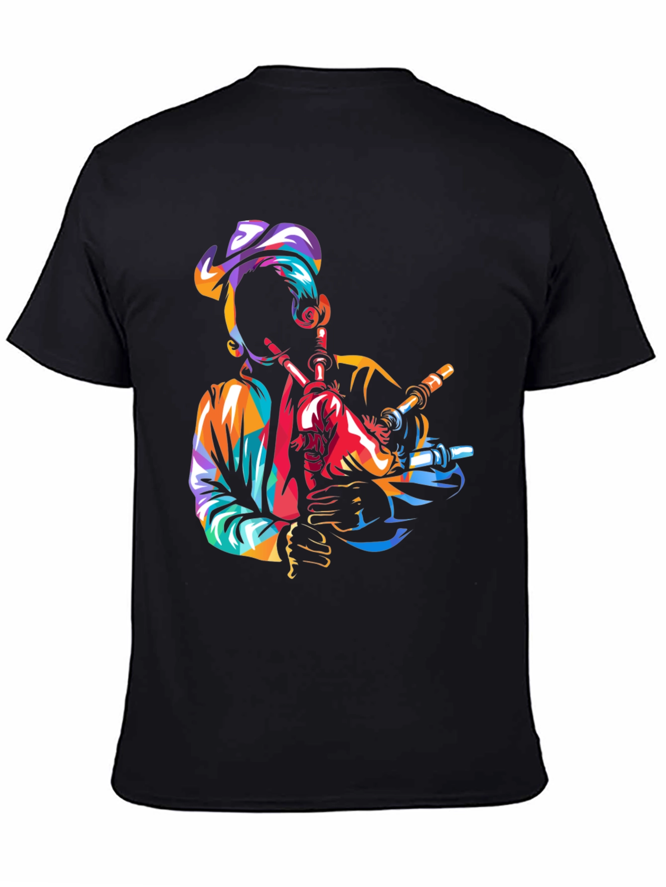 Black Bagpiper Graphic Tee - Black Cotton T-Shirt view 4