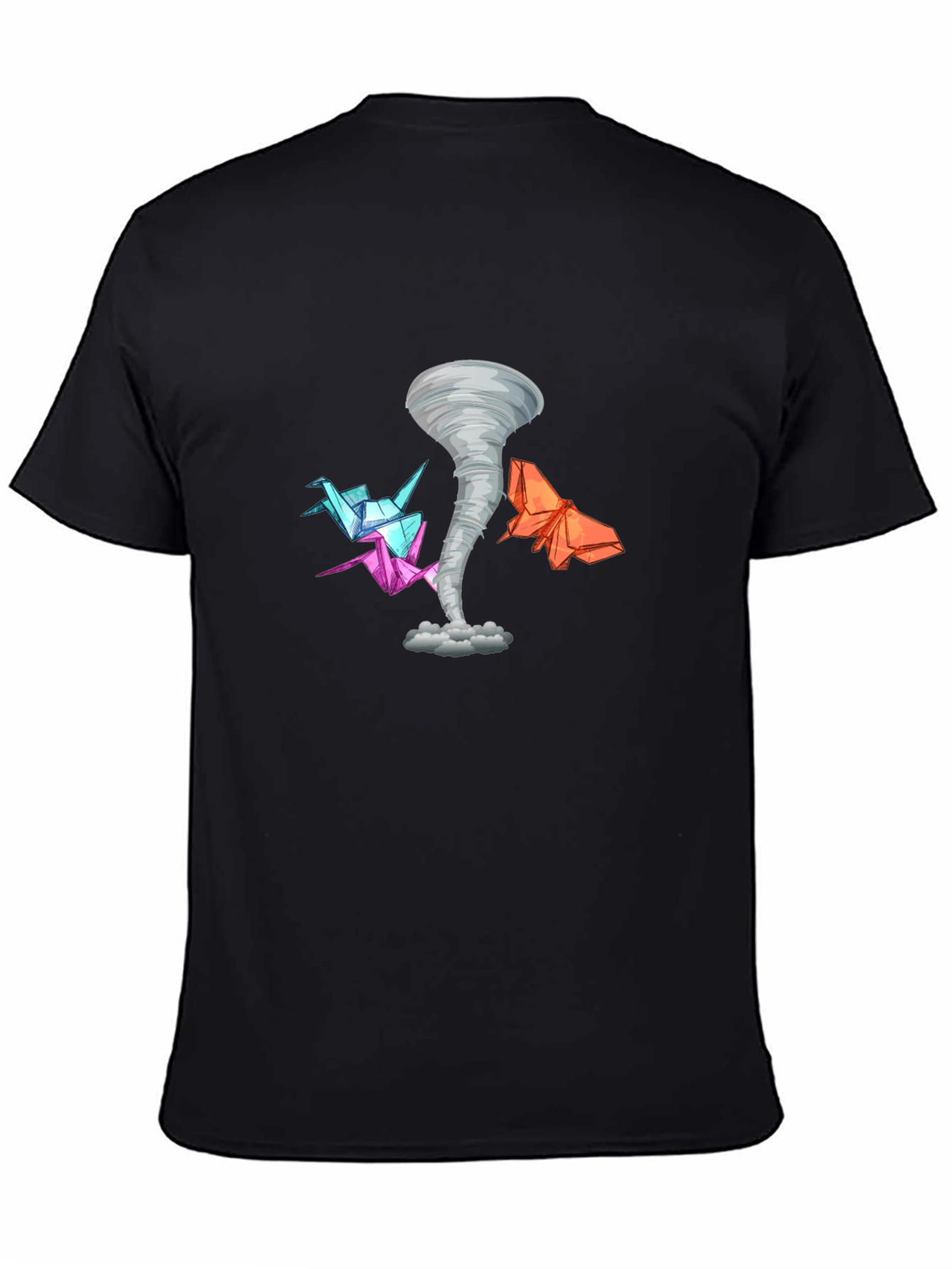 Black Origami Tornado Graphic Tee - Modern Style view 4