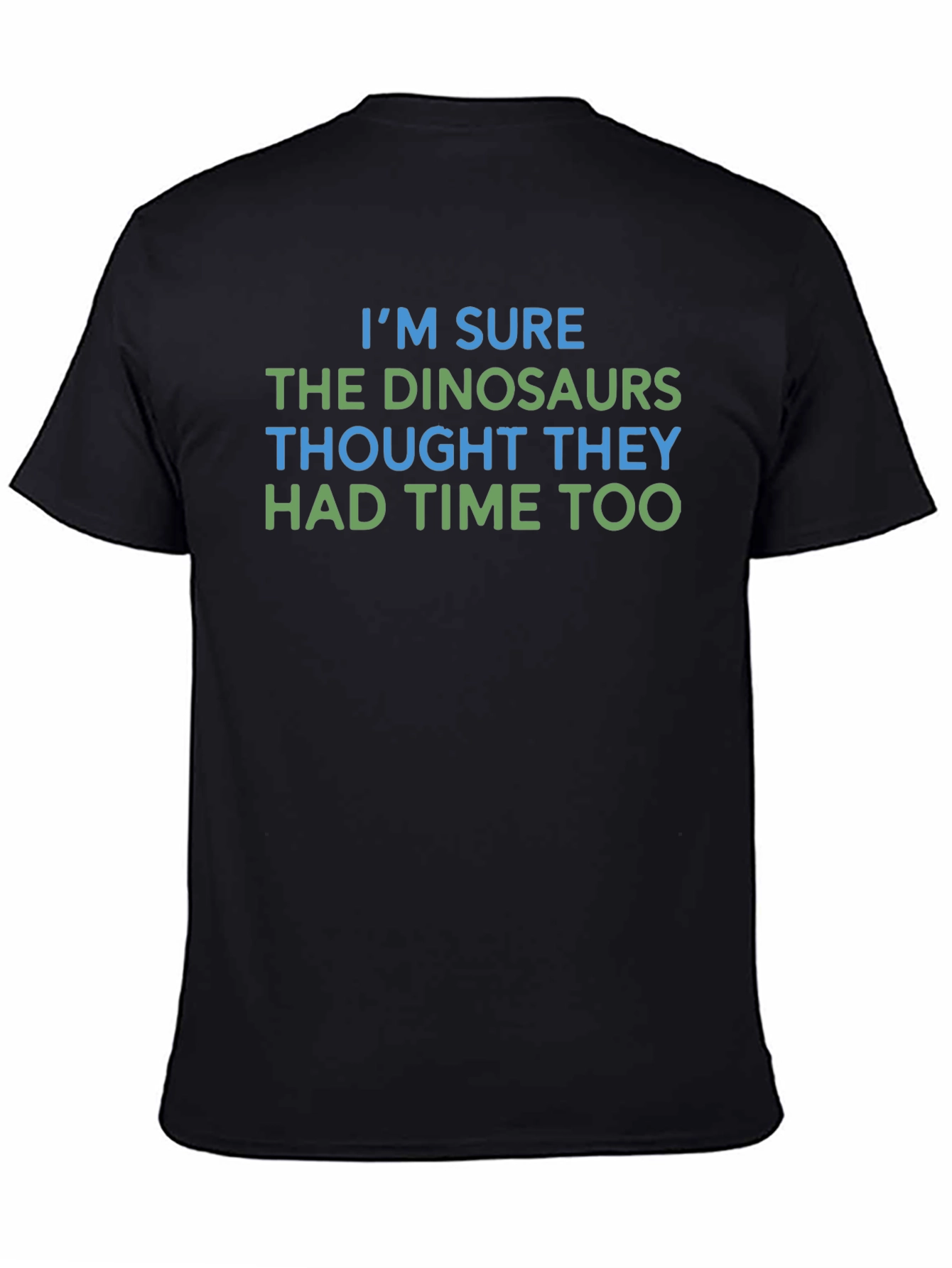 Black Funny Dinosaur Graphic T-Shirt, Time Joke Tee view 4