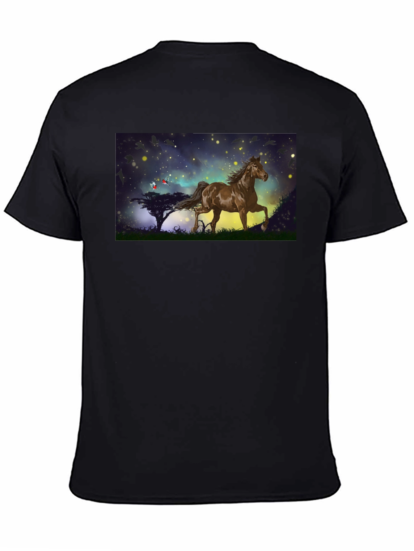 Black Horse Graphic Tee - Black Cotton Blend T-Shirt view 4