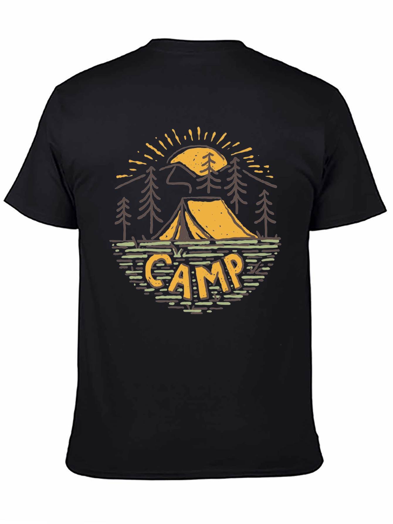 Black Camping Adventure Graphic Tee - Black Cotton T-Shirt view 4