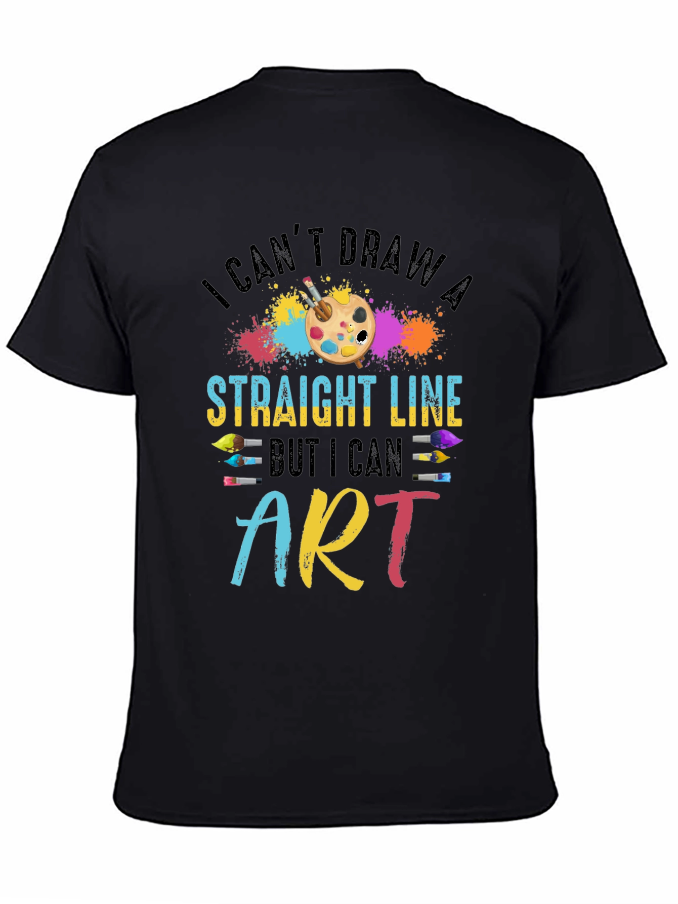 Black Artistic T-Shirt - I Can't Draw a Straight Line view 4