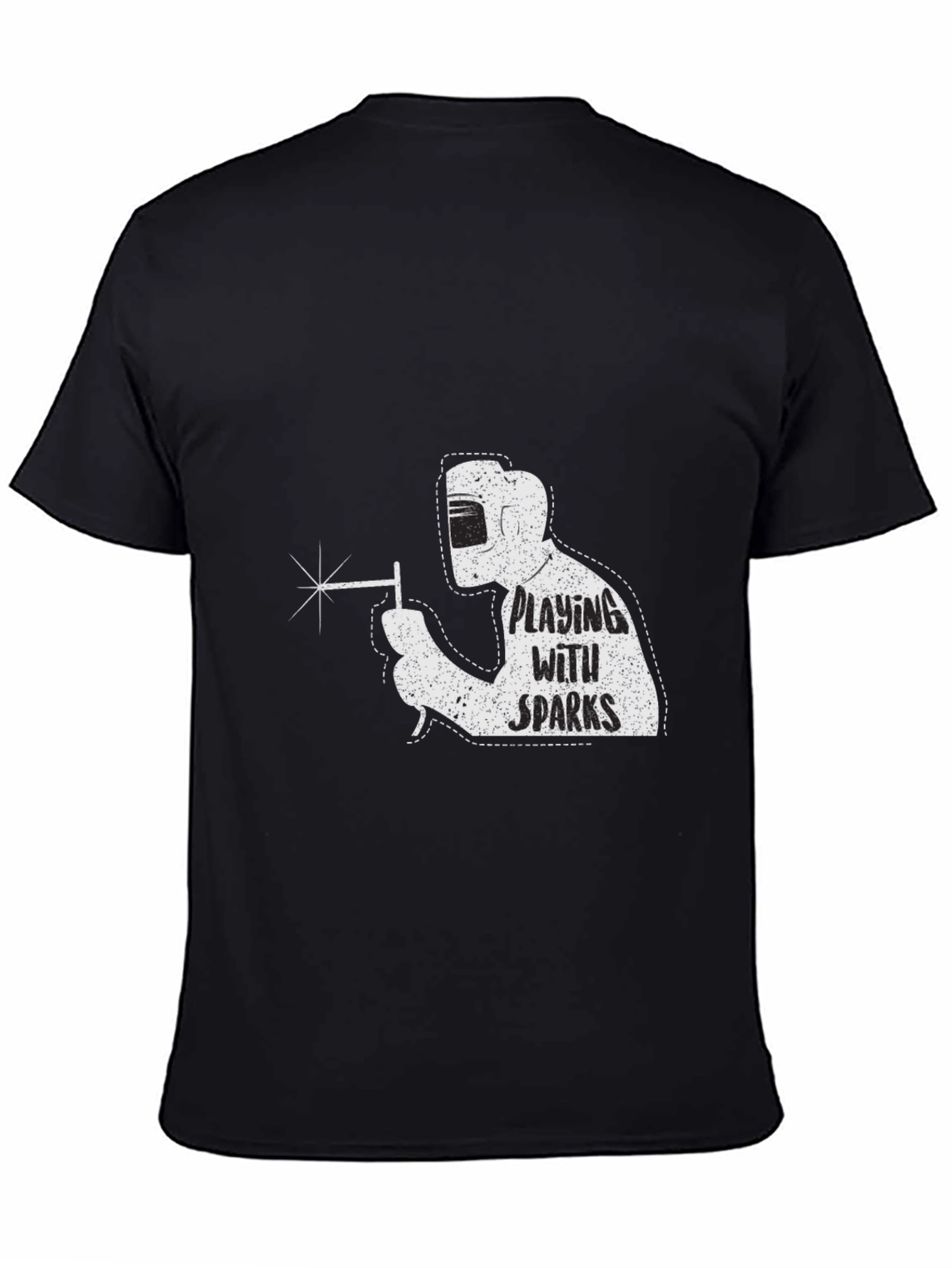 Black Welding Humor T-Shirt - Playing with Sparks view 4